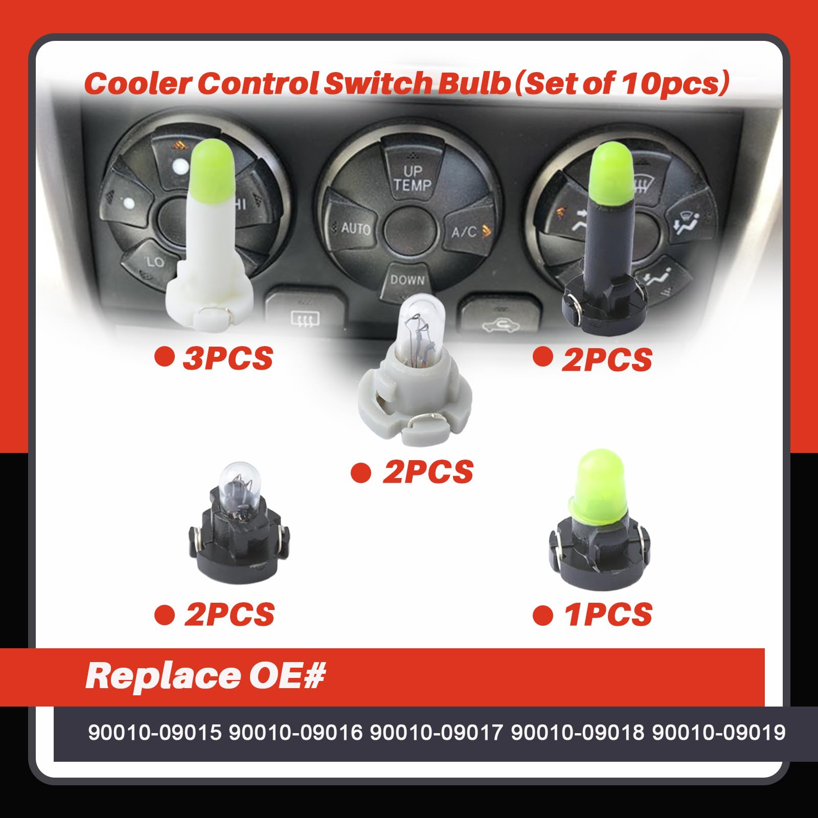 FEIMAOTUI Cooler Control Switch Bulb for Toyota 4Runner 2003-2009, Model 90010-09015, Premium Quality, 10PCS