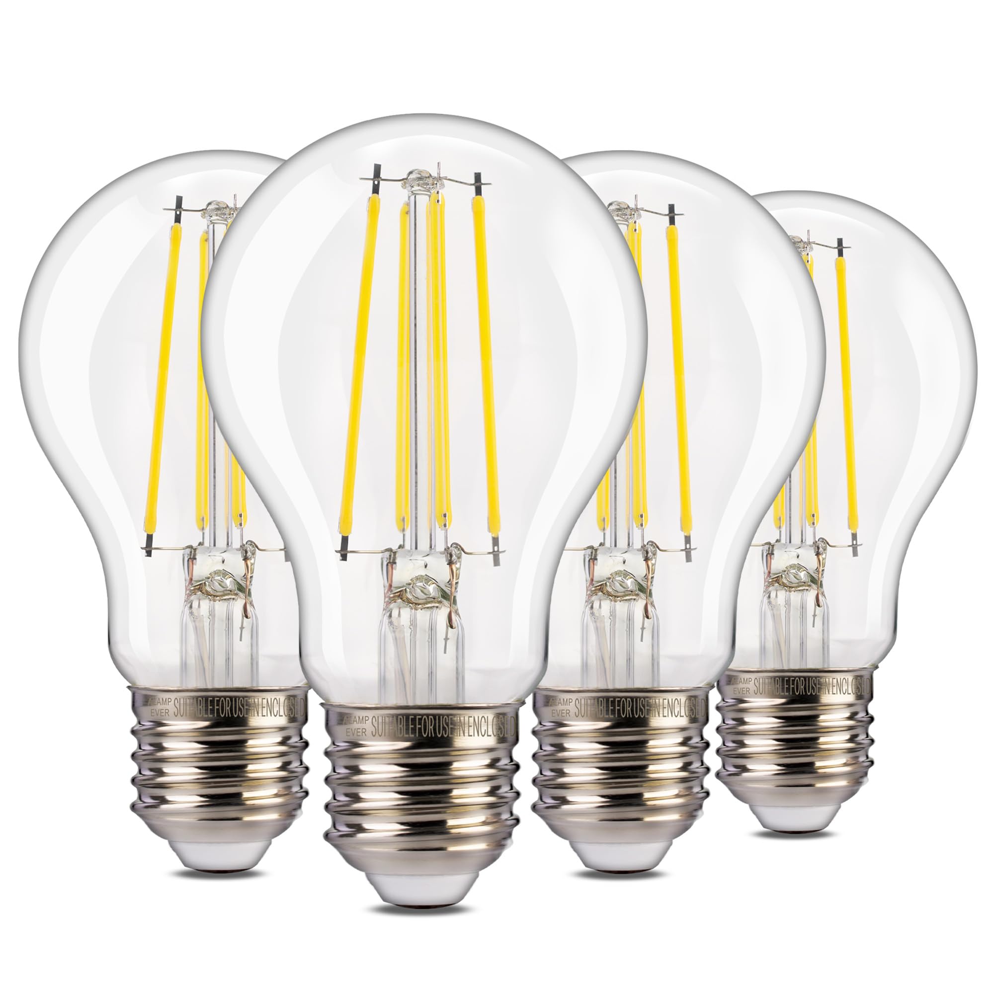 Alampever 1400Lm Dusk To Dawn Led Outdoor Light Bulb, 4-Pack A19 Led Bulb 100W Equivalent, E26 Base, 5000K Daylight White, 8W Au