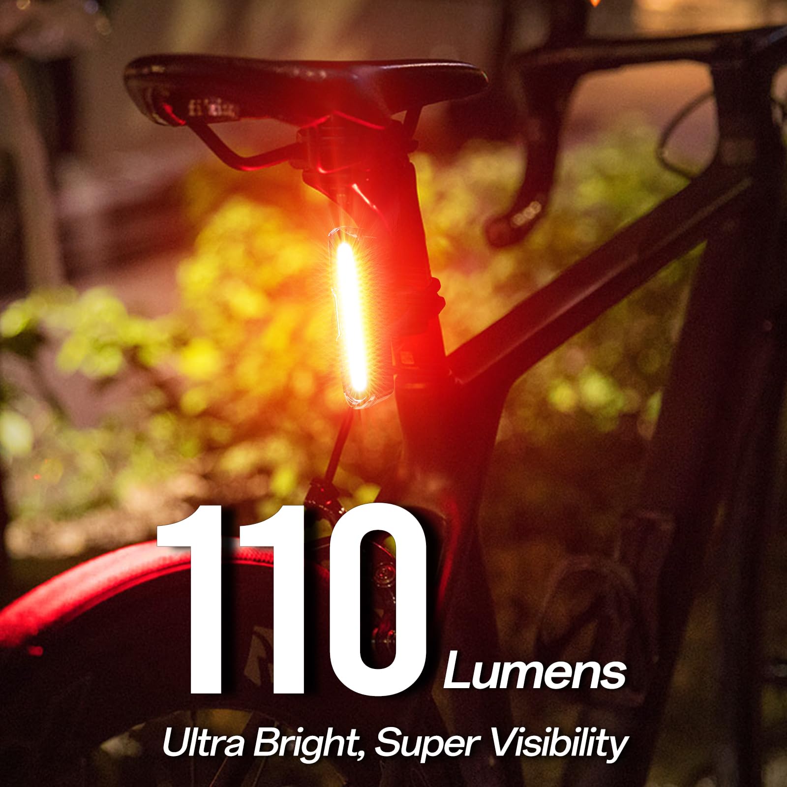 Bike Tail Light Powerful 110 Lumens - Bicycle Light 5 Modes Red/Blue, Waterproof Ip64, Rechargeable Usb-C, Quick Release Brackets For Saddle & Seatpost, Don Peregrino B2 Rear Bike Light