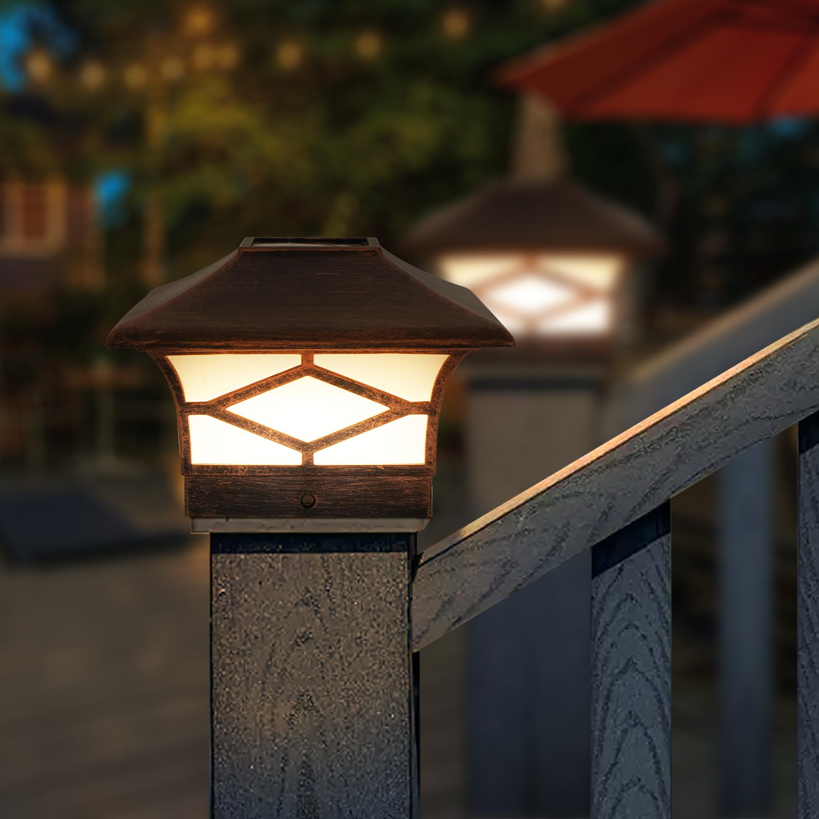 Solar Post Cap Lights Copper - Outdoor Led Solar Garden Lighting Deck Fence Cap Light 4 Pack Waterproof Warm White Led Solar Bac