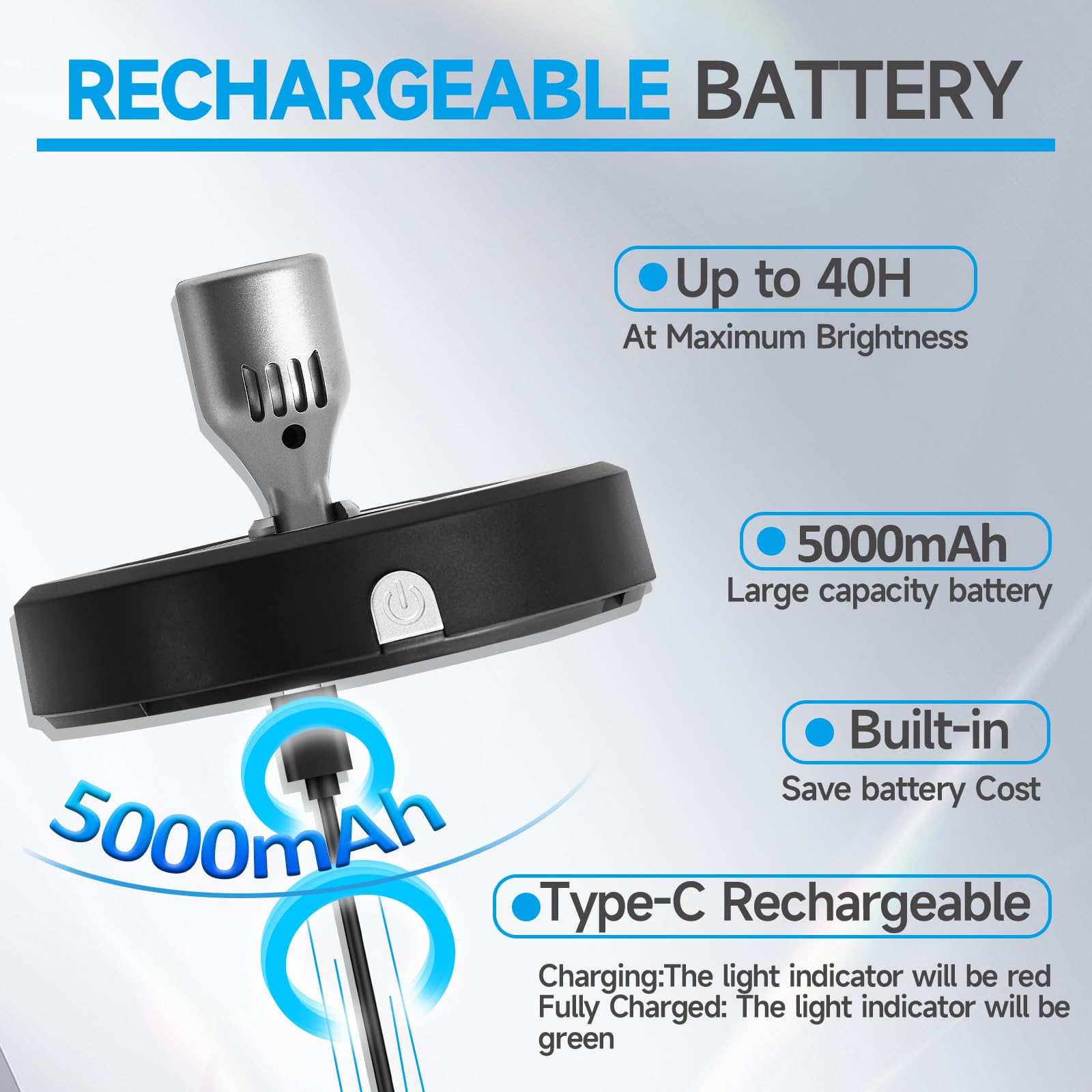 HOFUY Wireless LED Rechargeable Spotlight, Dimmable Indoor Puck Light, USB-XSpot-HY, Rechargeable Black-S