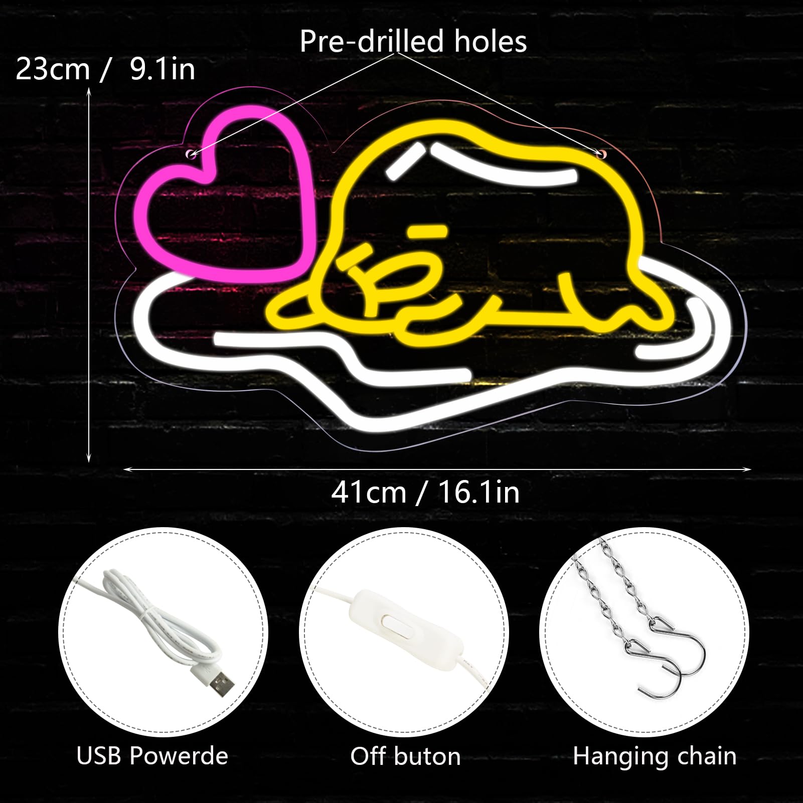 Balanar Gudetama Neon Sign, Acrylic LED Light for Wall Decor, B-Gudetama Model