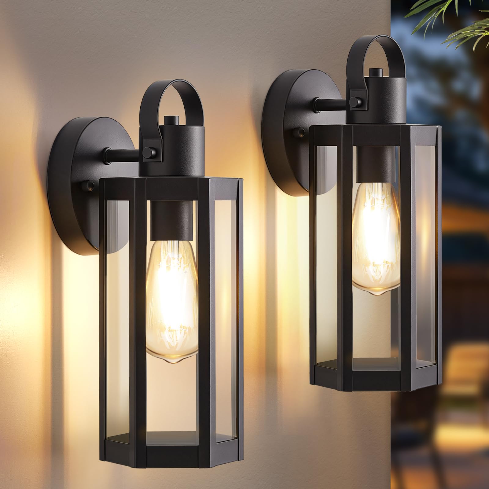 EJIAXIN Outdoor Wall Light Fixtures, Waterproof Black Sconce with Clear Glass, Modern Matte Design for Porch, Garage, Patio - Model 149