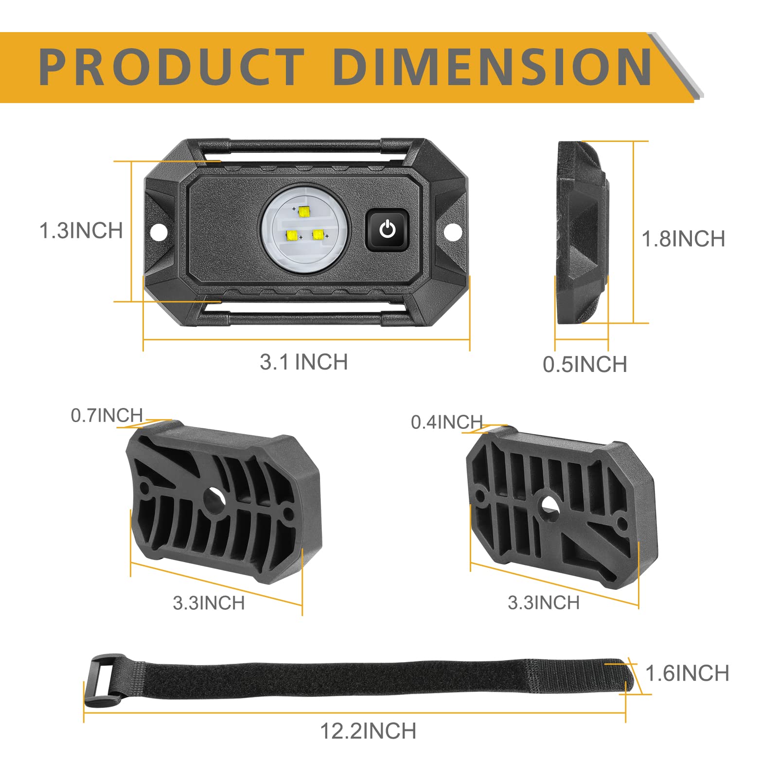 Rfroad Lighting UTV LED Dome Light 12V with Switch, White Aluminum, Model RL-001, Universal Roll Bar Mount for ATV, RZR, Golf Cart