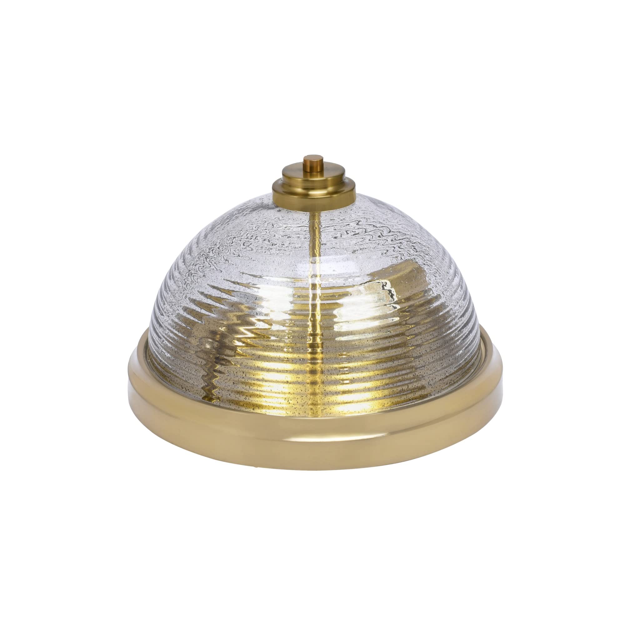 12&quot; Flush Mount, 2-Bulbs, Shown In New Age Brass Finish With Smoke Ribbed Glass
