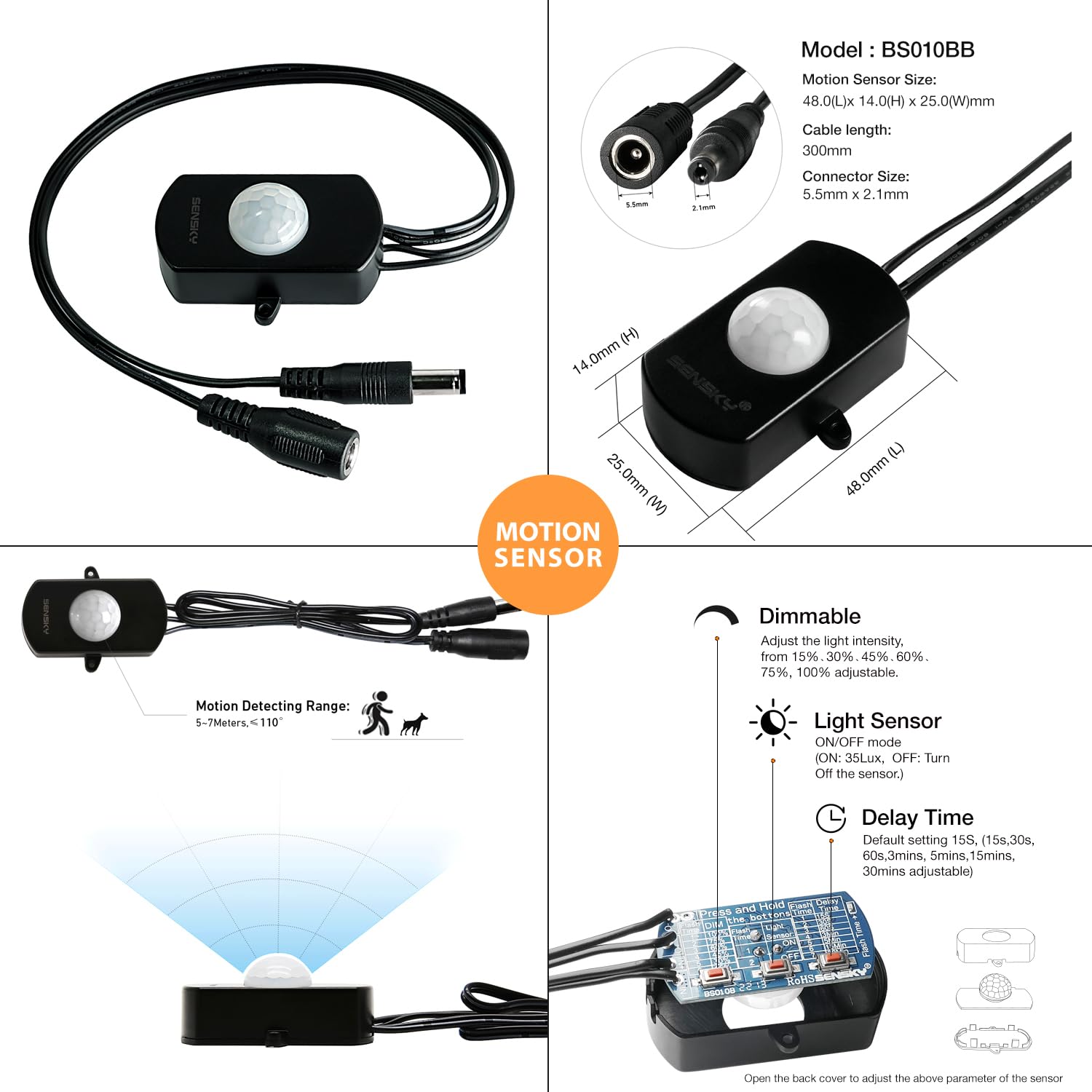 Sensky Dimmable Pir Motion Sensor Led Under Cabinet Lighting Kit Extendable Under Counter Led Light With Motion Sensor For Gun S