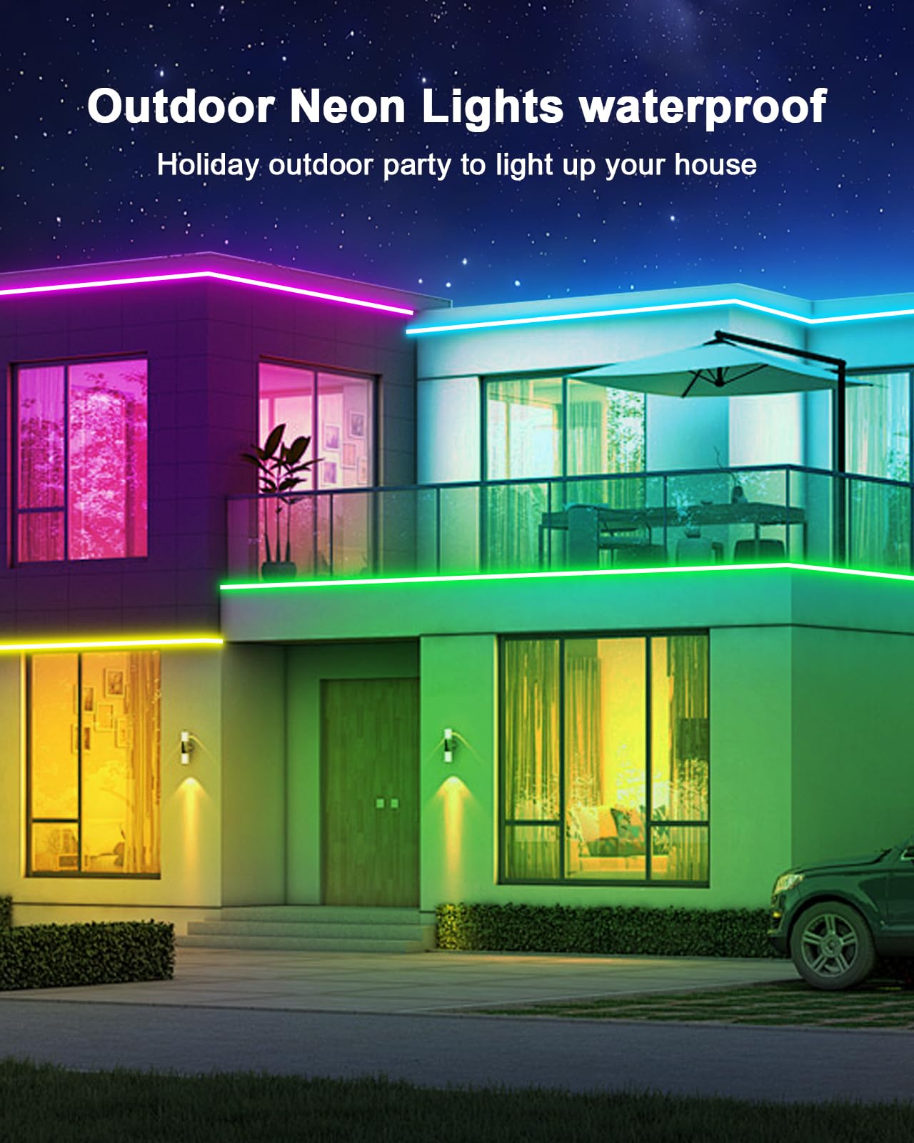 Vrribonx LED Neon Rope Lights, 60FT RGB, Flexible, Waterproof, App/Remote Control, Model V60-01