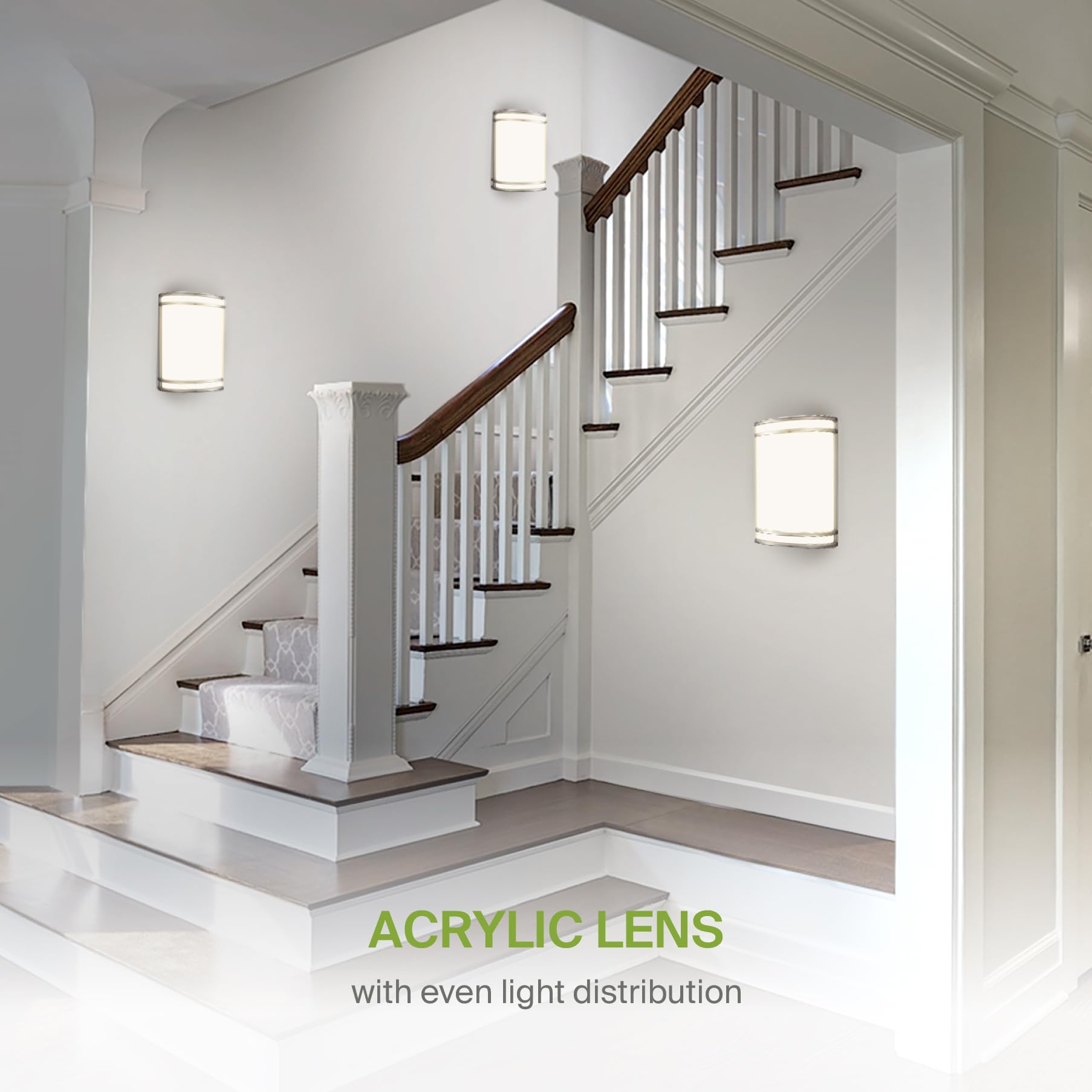 Asd Led Indoor Wall Mount Light Fixture - Modern Interior Brushed Nickel Wall Sconce Lighting - 3000K 4000K 5000K Adjustable - H