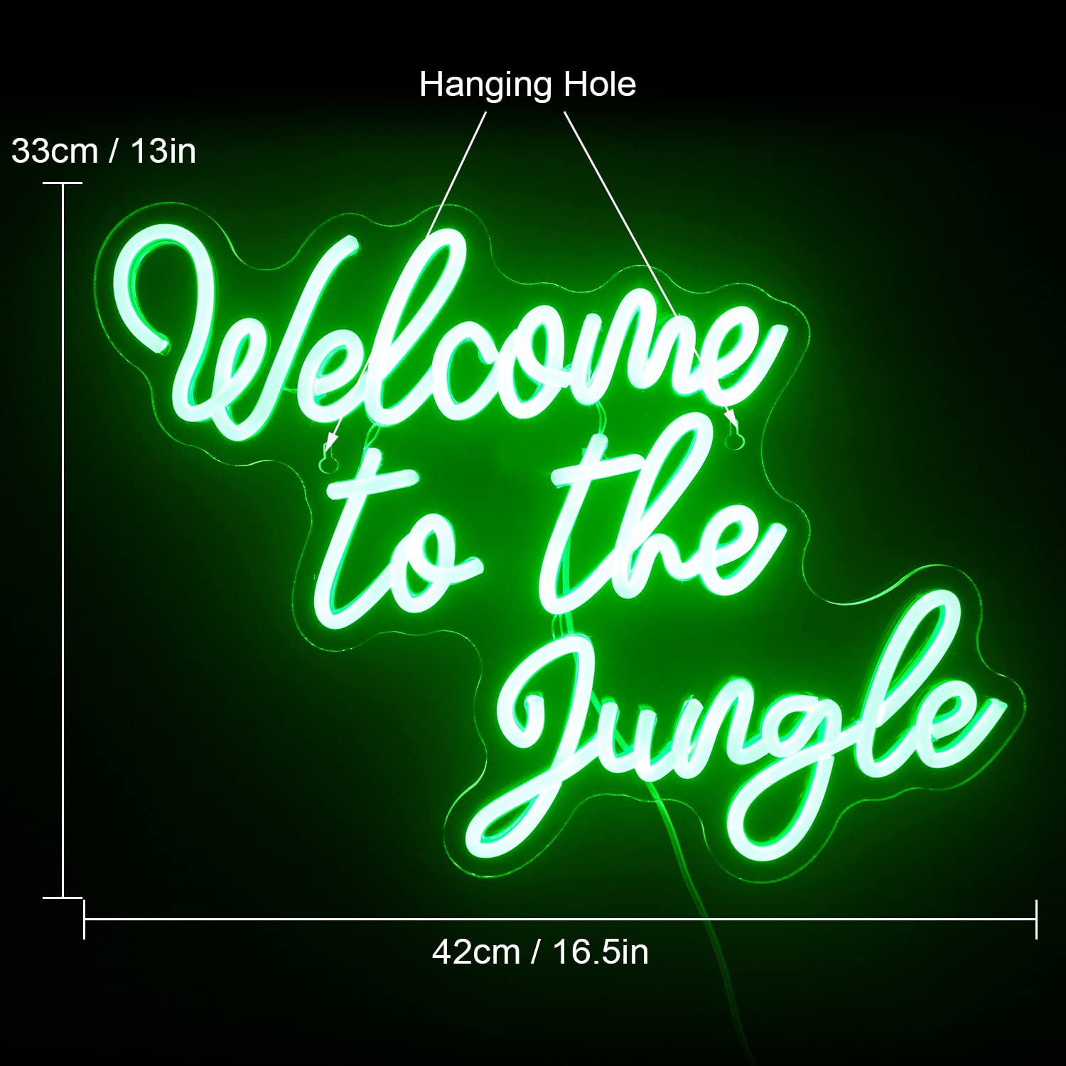 FAXFSIGN Neon Sign - Jungle Decor LED Light - 16.5inx13in - Colorful Green - USB Wall Decor for Home, Garden, Party