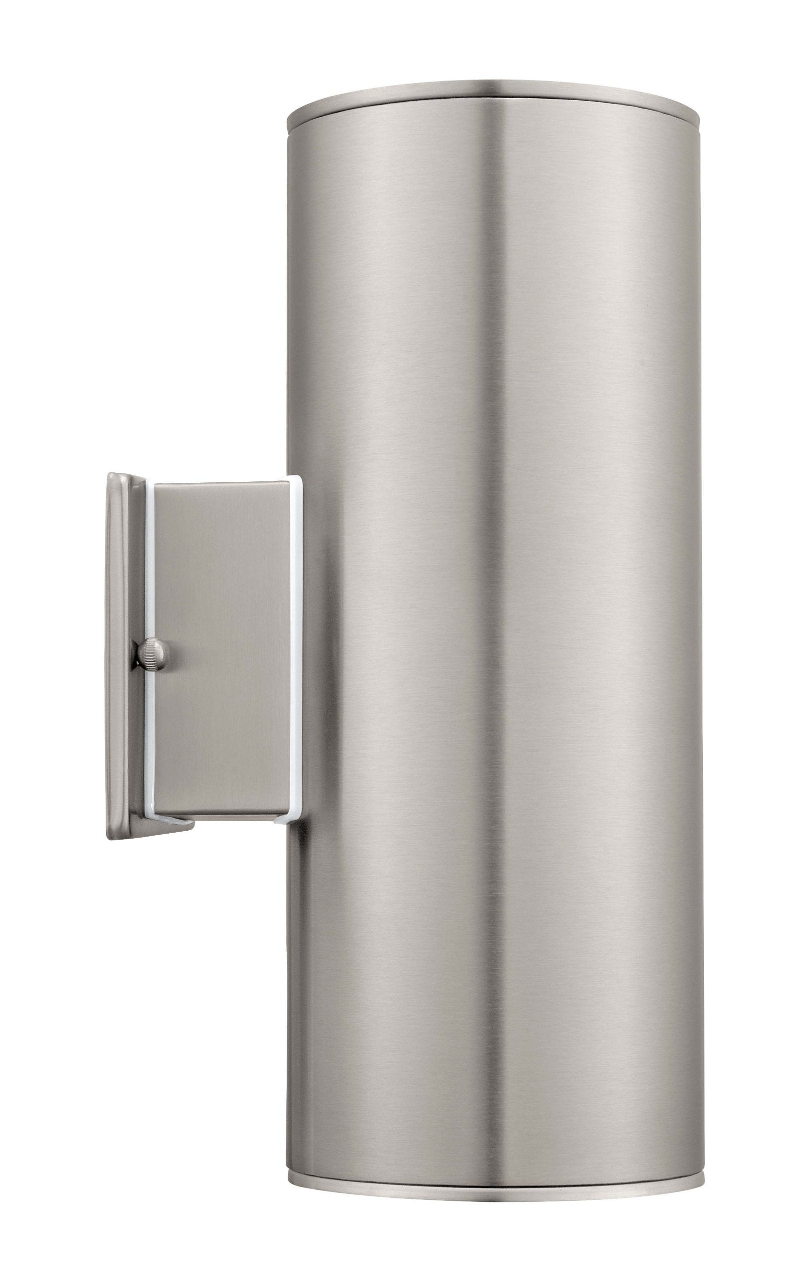 EGLO Ascoli 2-Light Outdoor Wall Sconce Waterproof Anti-Rust Porch Lamp for Garage, Frontyard, and Patio, Silver, 13