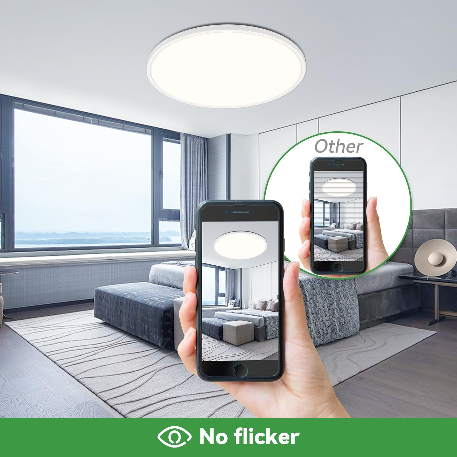 hepside Flush Mount Ceiling Light Fixture, 15.8 Inch, 3CCT 3000/4500/6000K, 36W, White, 2 Pack, Model