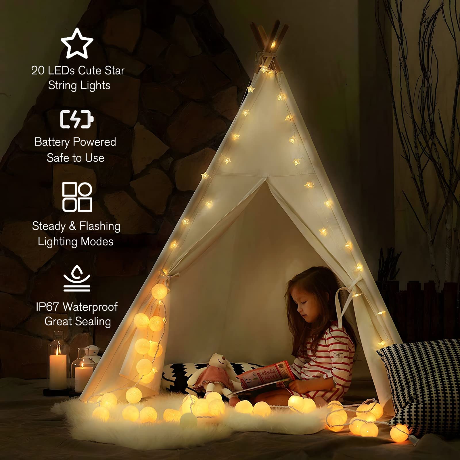 Anjaylia 20 Led Star String Lights 10Ft - Battery Operated Fairy Lights For Indoor & Outdoor Decor