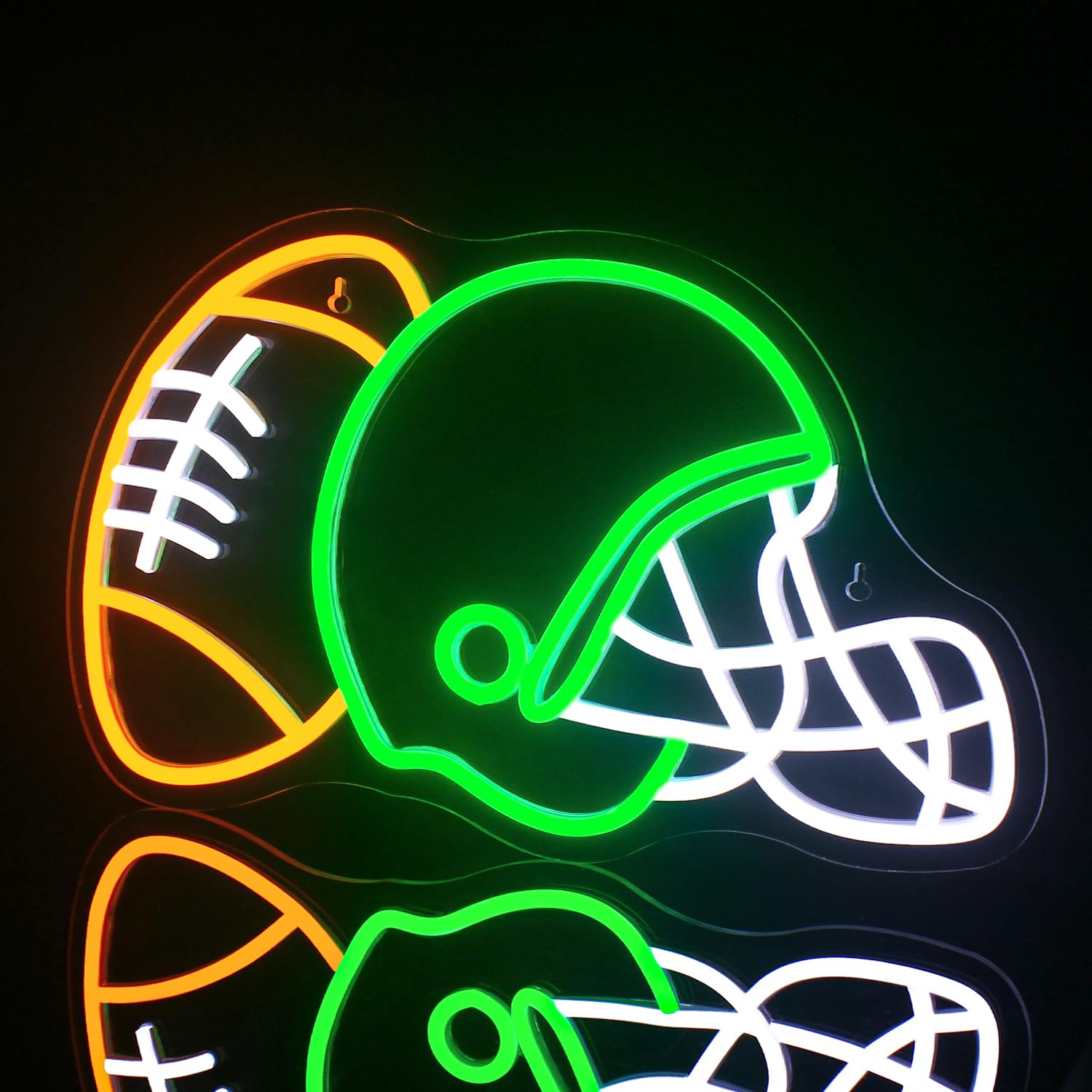 WLHOPE Football Neon Sign - Dimmable Helmet LED Light for Boys Bedroom, Game Room, 16.5in x 9.6in, Acrylic, Football Helmet Design