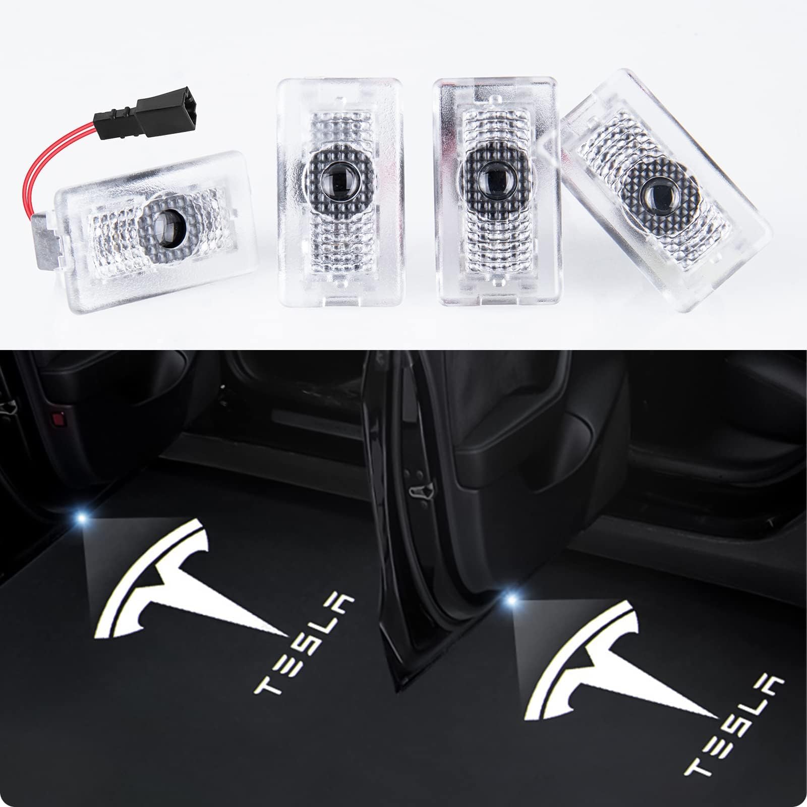 Motrobe For 2016-2023 Tesla Model Y Model 3 Model S, 2016-2021 Model X Integration Ultra-Brights Step Led Puddle Door Lights Nev