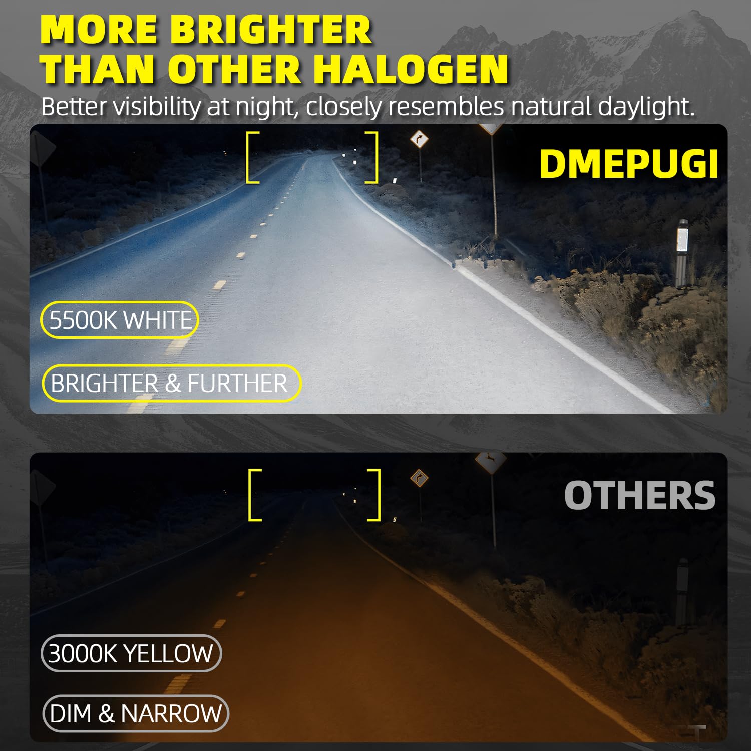 DMEPUGI Headlight Bulbs Fit For Dodge Ram 2002-2007, 9007 High Low Dual Beam 9006 Fog Lights Combo, Super Bright 5500K White Lig