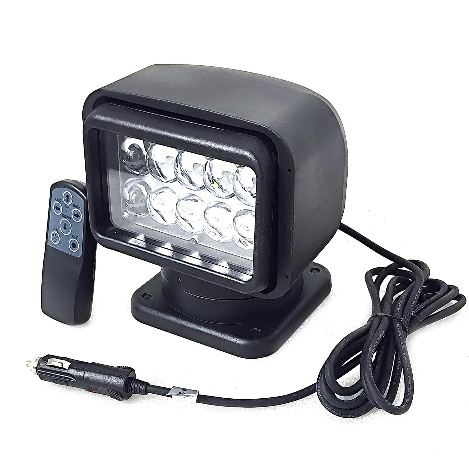HANGXING 6 Inch 50W LED Search Light - Remote Control, 360° Rotation, Magnetic Base, Black, Model HX116-50W