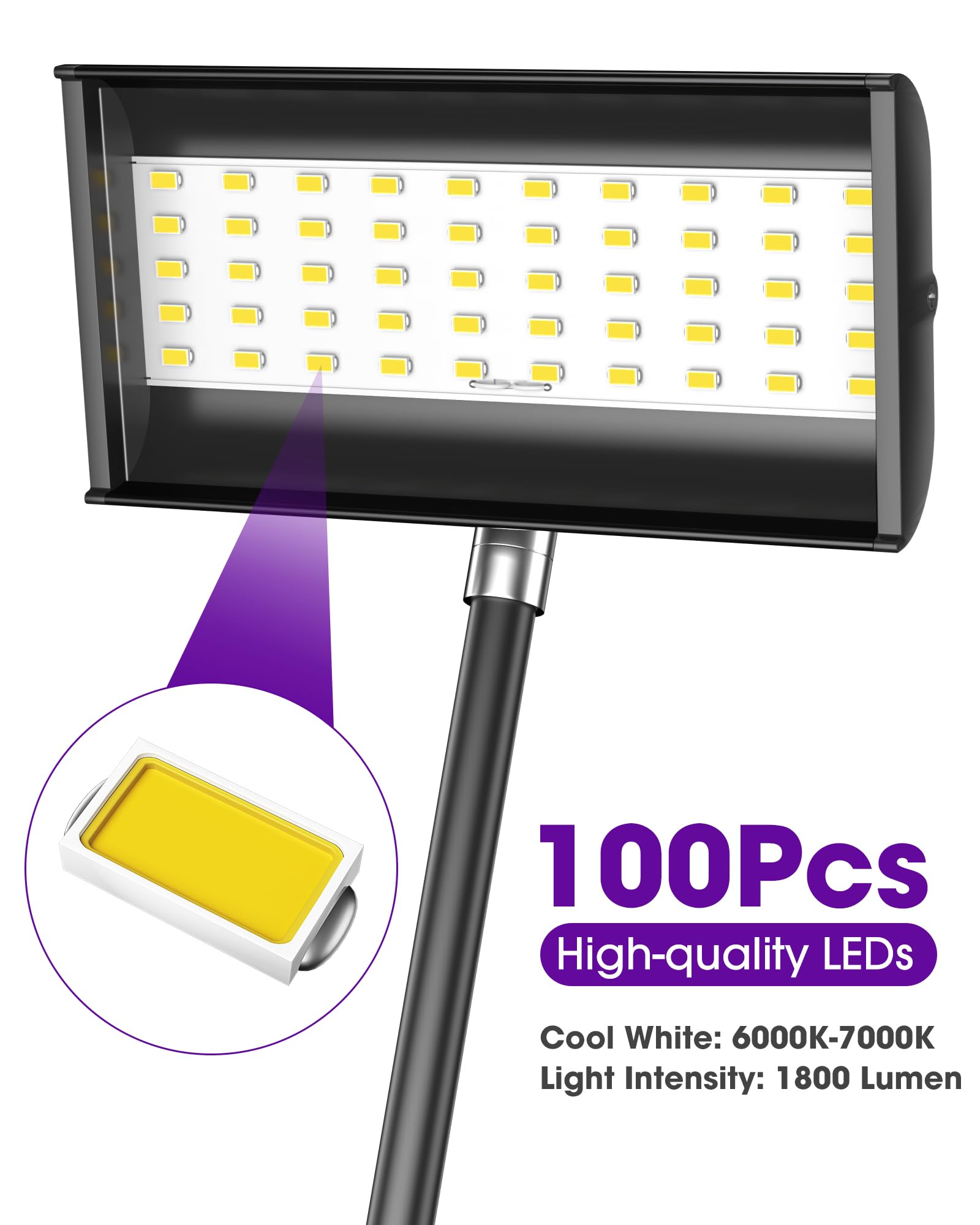 HitLights LED Trade Show Lights, Connectable with Clamps & Brackets, Aluminum, Model ARM110V-65050, Black