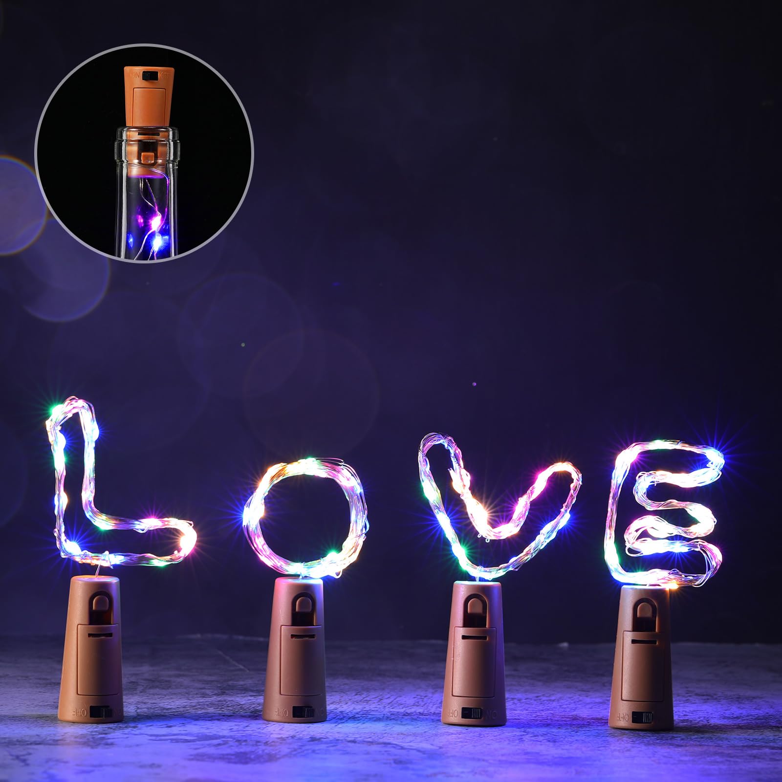 24 Pcs Wine Bottle Lights With Cork, 12 Pcs Empty Wine Bottles And 12 Pack 9.84 Ft 30 Led Waterproof Battery Operated Cork Light