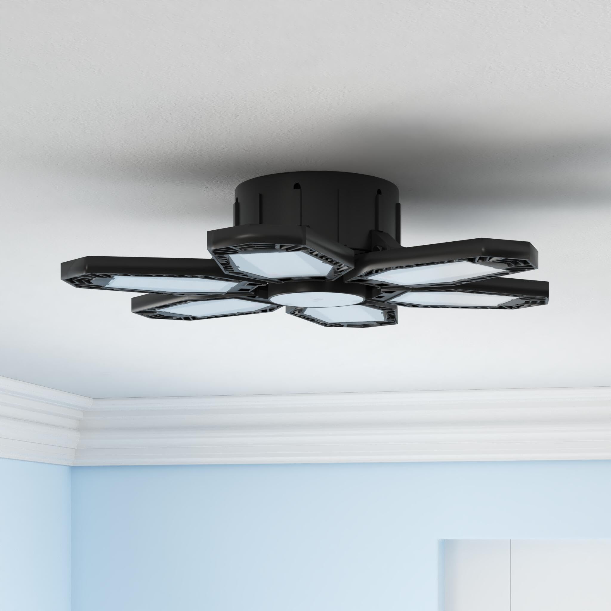 2 Pack Led 120W Warm Light Ceiling Fixtures - Basement Light, 3000K Deformable Garage & Shop Led Light Bulb For Workshop, Wareho