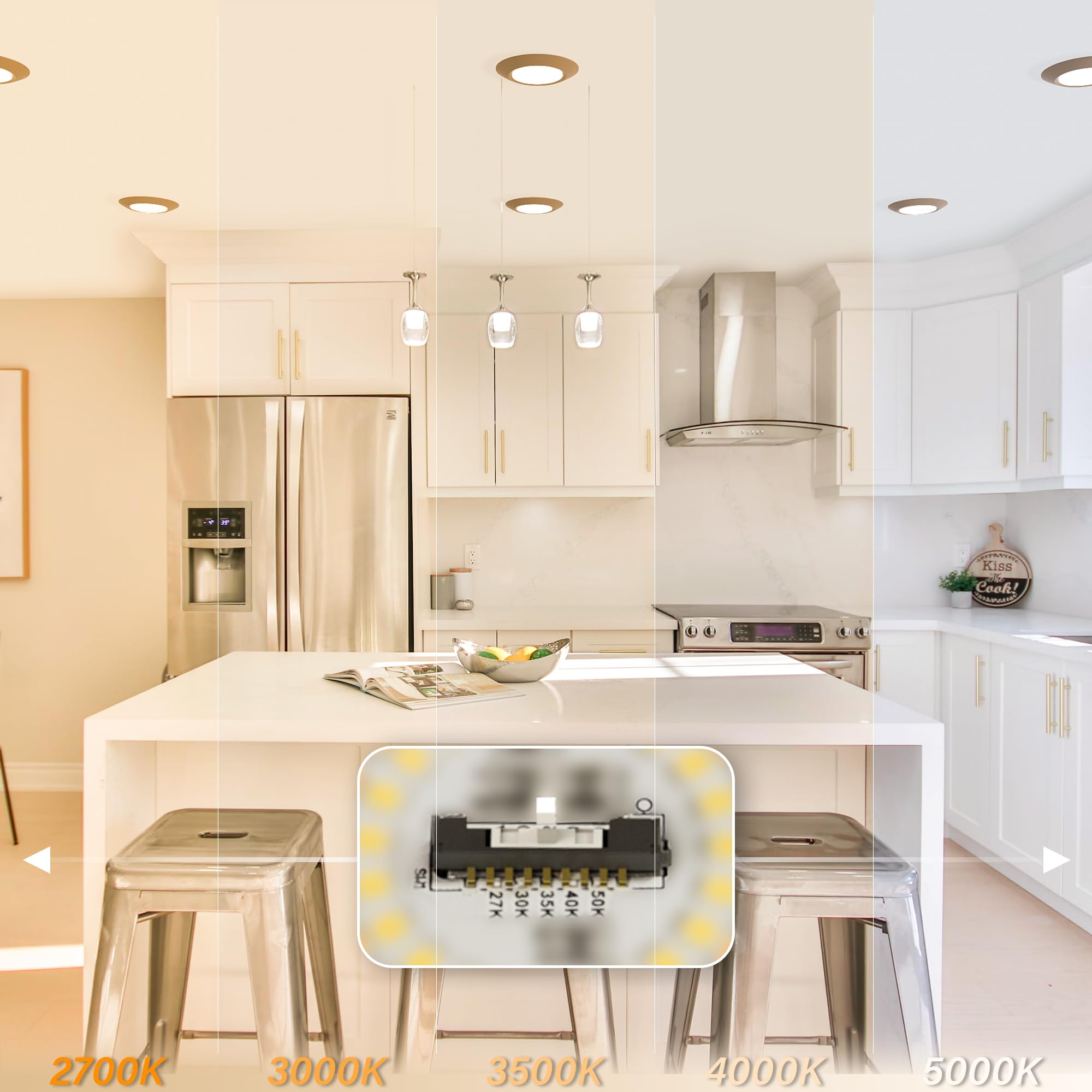 Jullison 8 Packs 6 Inch Led Low Profile Screw In & Surface Mount Disk Light, Oil Rubbed Bronze, 5Cct Field Selectable, Round, 15