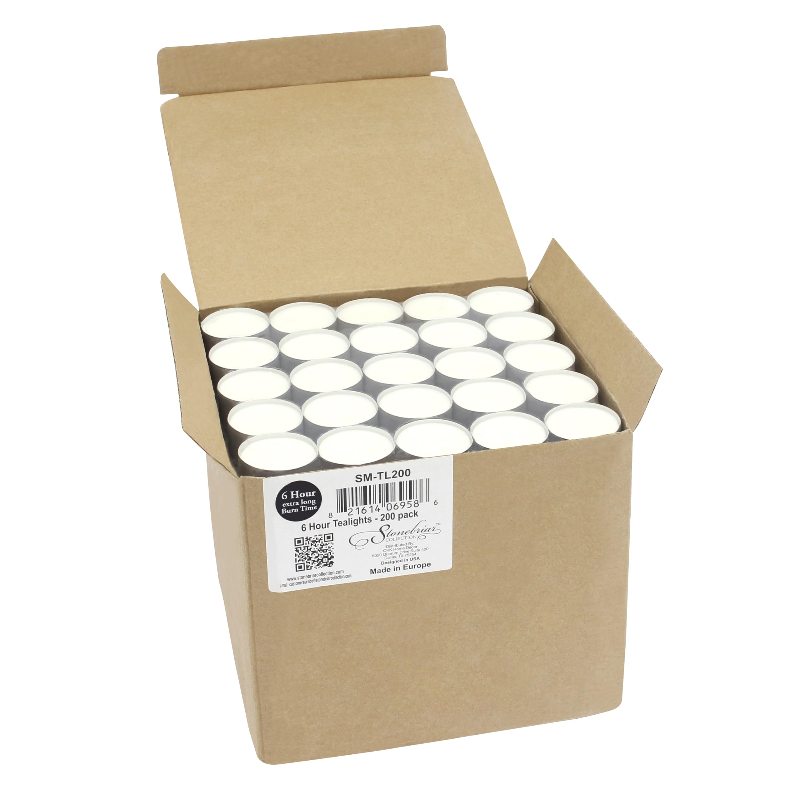 Stonebriar 200 Count White Unscented Smokeless Long Burning Tea Light Candles With 6-7 Hour Burn Time