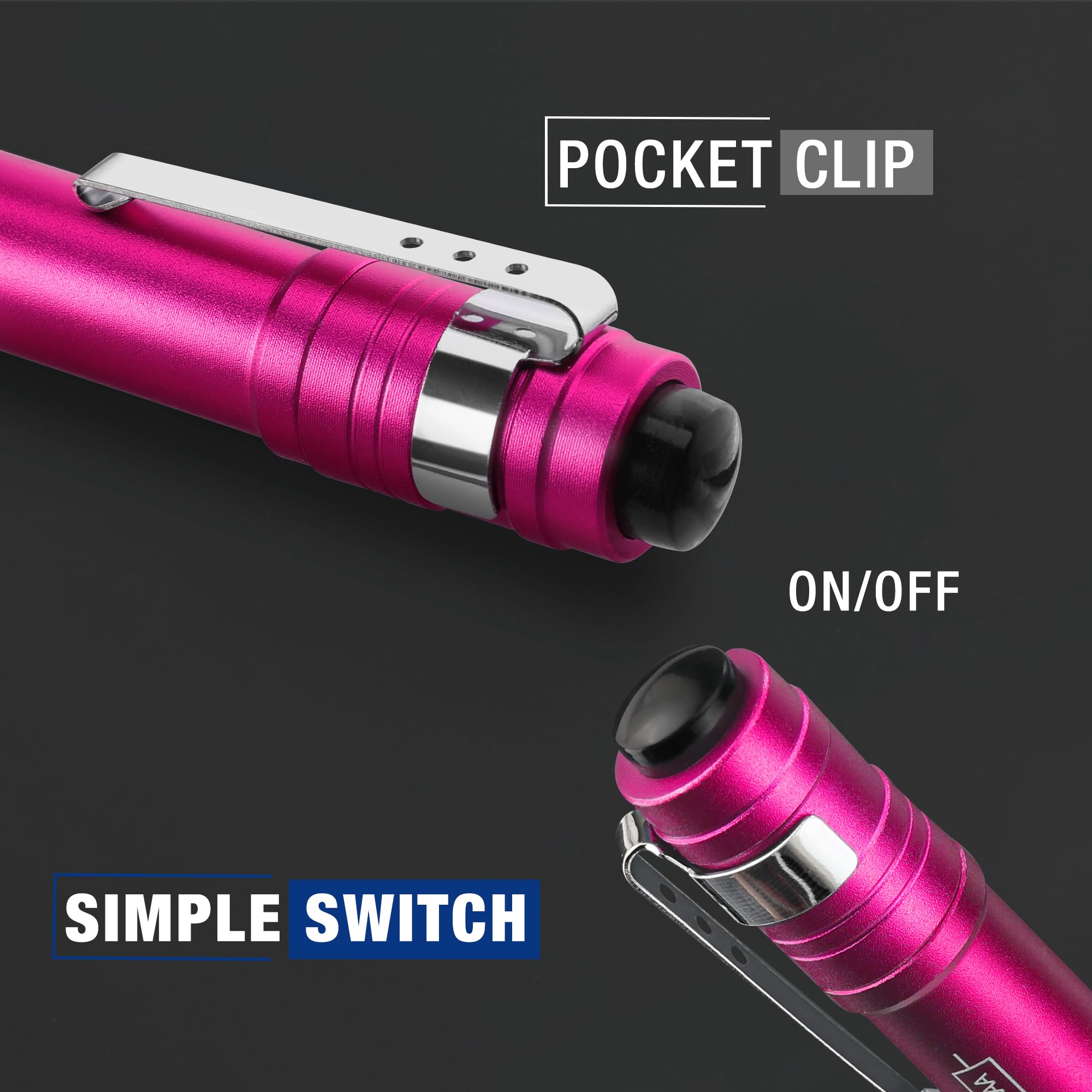 Workpro Led Pen Light, Aluminum Pen Flashlights, Pocket Flashlight With Clip For Inspection, Emergency, Everyday, 2Aaa Batteries Include, Pink(4-Pack)