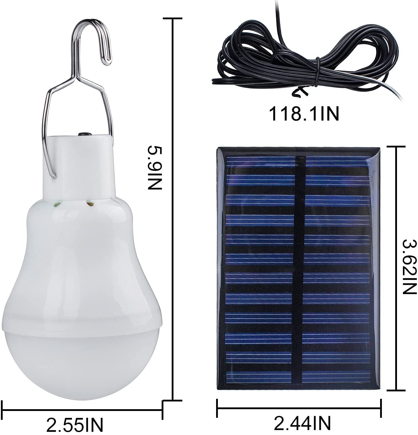 Lampel Solar Light Bulbs - Waterproof LED Camping Lamps, Rechargeable, 2 Pack, Ideal for Indoor Home and Outdoor Use