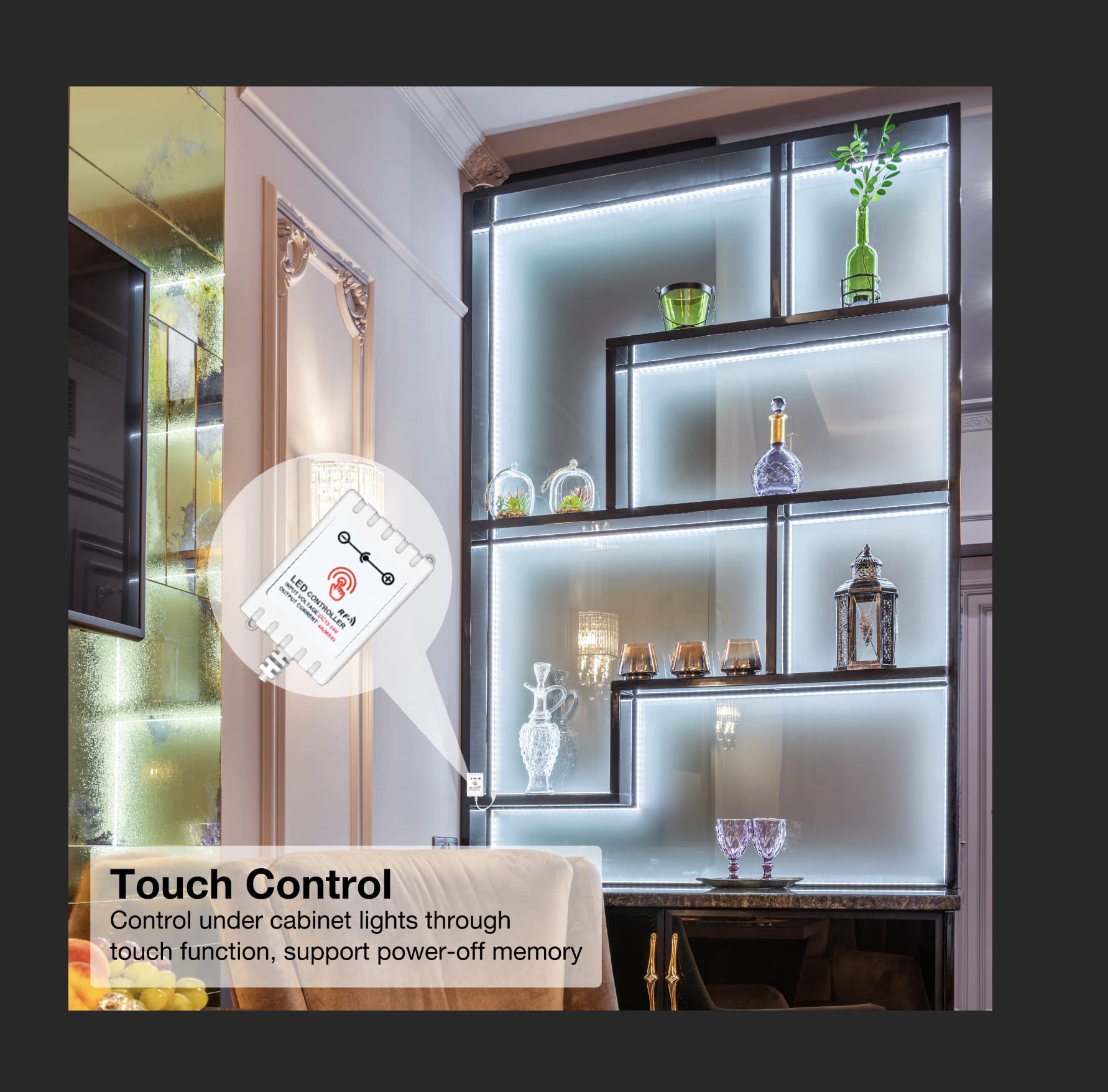 Daybetter 8 Pcs Under Cabinet Lighting Kit, Bright Under Cabinet Lights, Flexible Led Strip Lights With Remote, For Kitchen Cabi