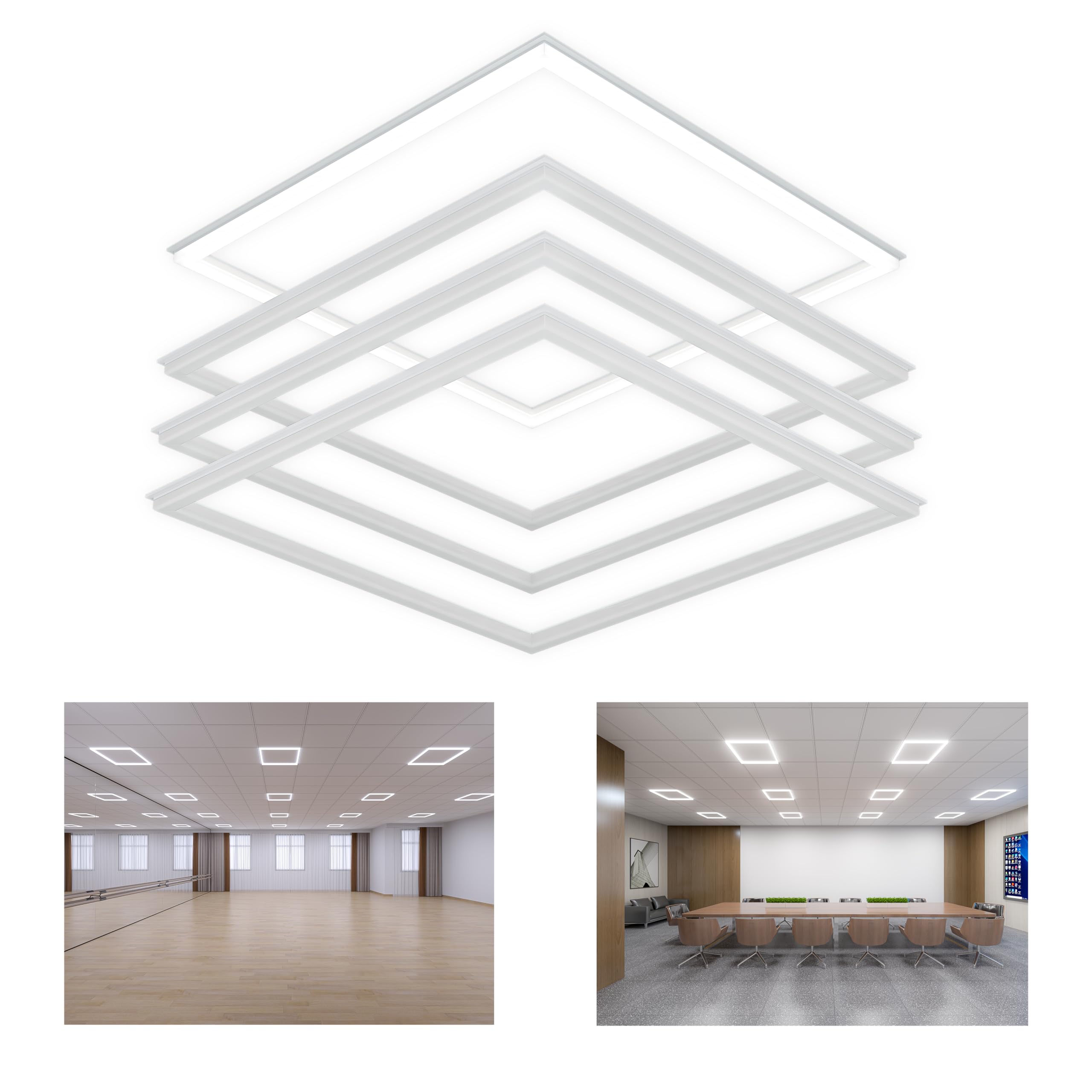 Fengsengshuiqi Flat Panel Light 2X2 Ft 6 Pack Led Frame Panel, Border Glow Light 45W 3600Lm Suitable For Offices, Shops, Bathroo