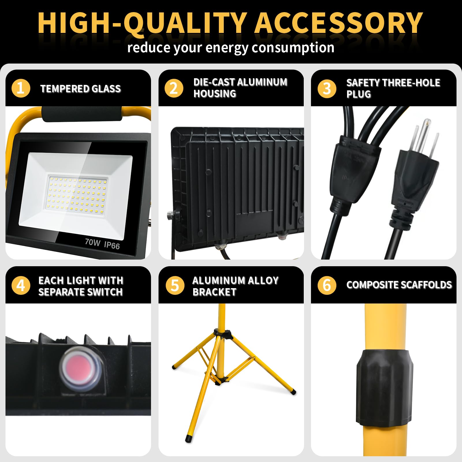 Jefedana Led Light Work Stand: 21000Lm Portable Lighting For Job Site  Construction & Garage Workshop