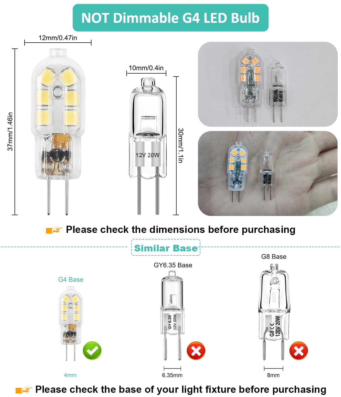 Amazing Power G4 LED Bulb, 12V Bi Pin Replacement, Warm White 3000K, 10-Pack, Plastic