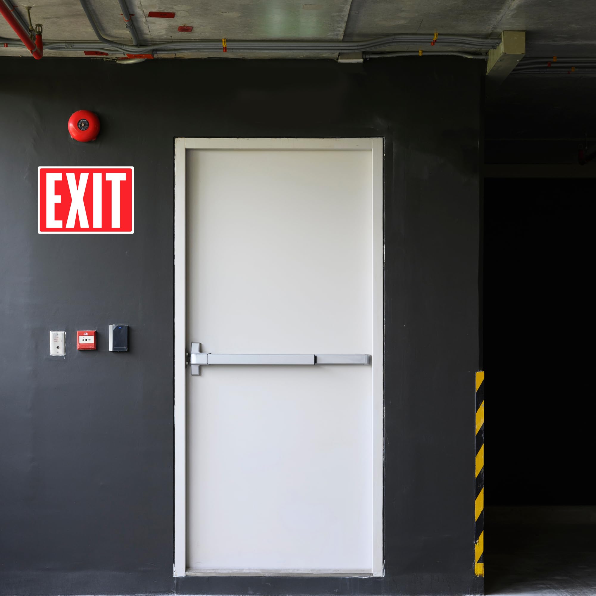 Exit Sign Stickers - Glow In The Dark - 12 Pcs, 10'' By 7'' - Ideal Illuminated Emergency Exit Signs For Business Or Office - Ph