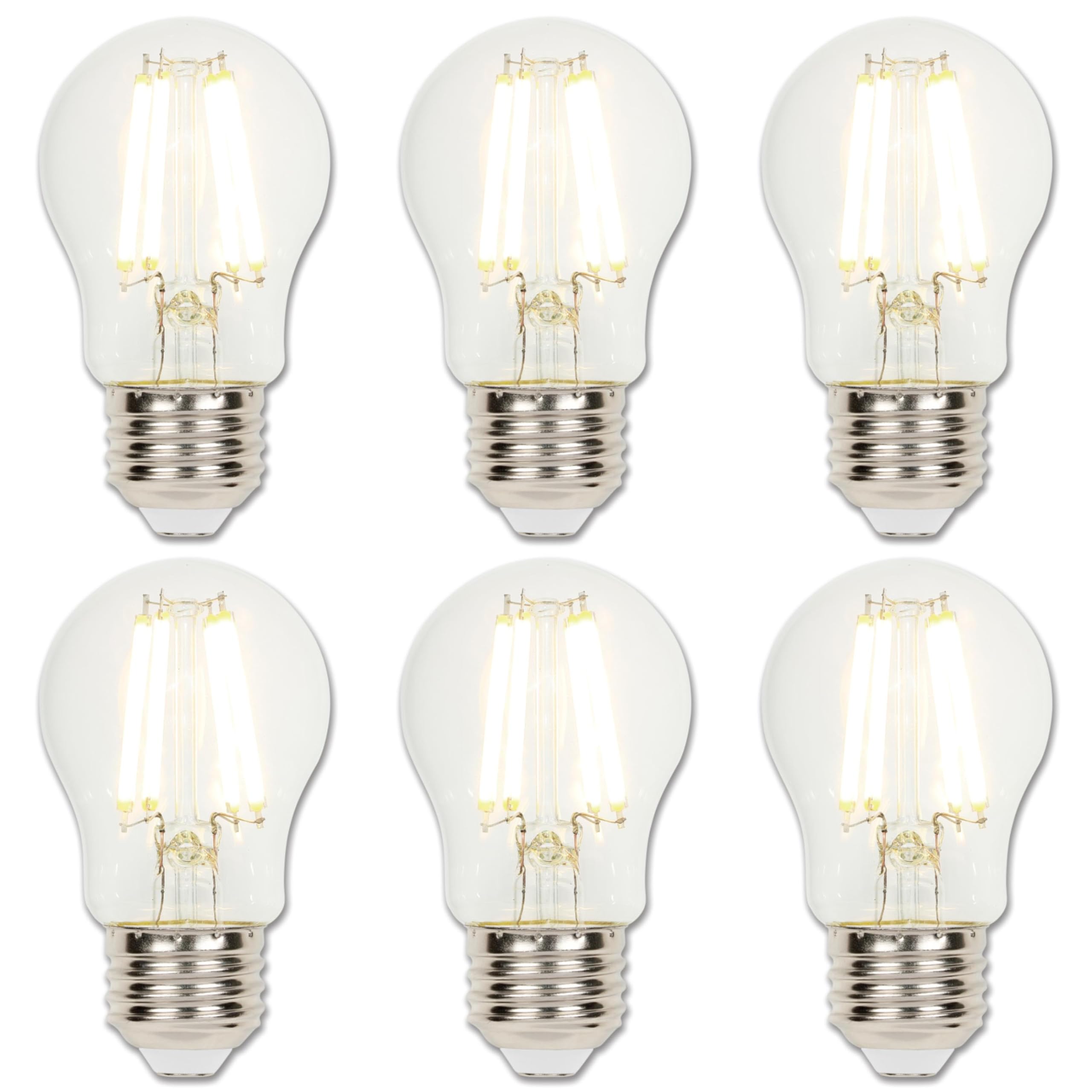Westinghouse 5279020 9 Watt (100 Watt Equivalent) A15 Dimmable Clear Filament Led Light Bulb, Medium Base, 6 Pack