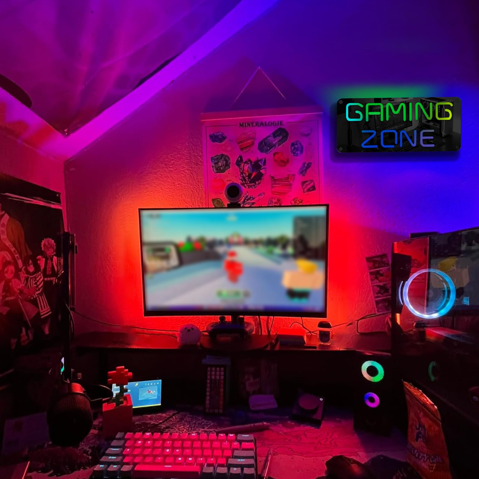 ineonlife Neon Sign for Gaming Room Decor, Mirrored Colorful, 14.57 x 6.3 inches, USB Powered