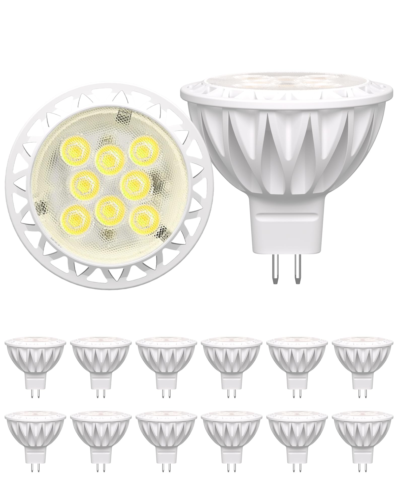 Gohdlamp Mr16 Led Bulbs 12-Pack 6000K Cool White 5W Gu5.3 Spotlight Bulb  Non-Dimmable 38?Beam Angle For Landscape  Recessed  Track Lighting Commercial Security & High Bay Lighting