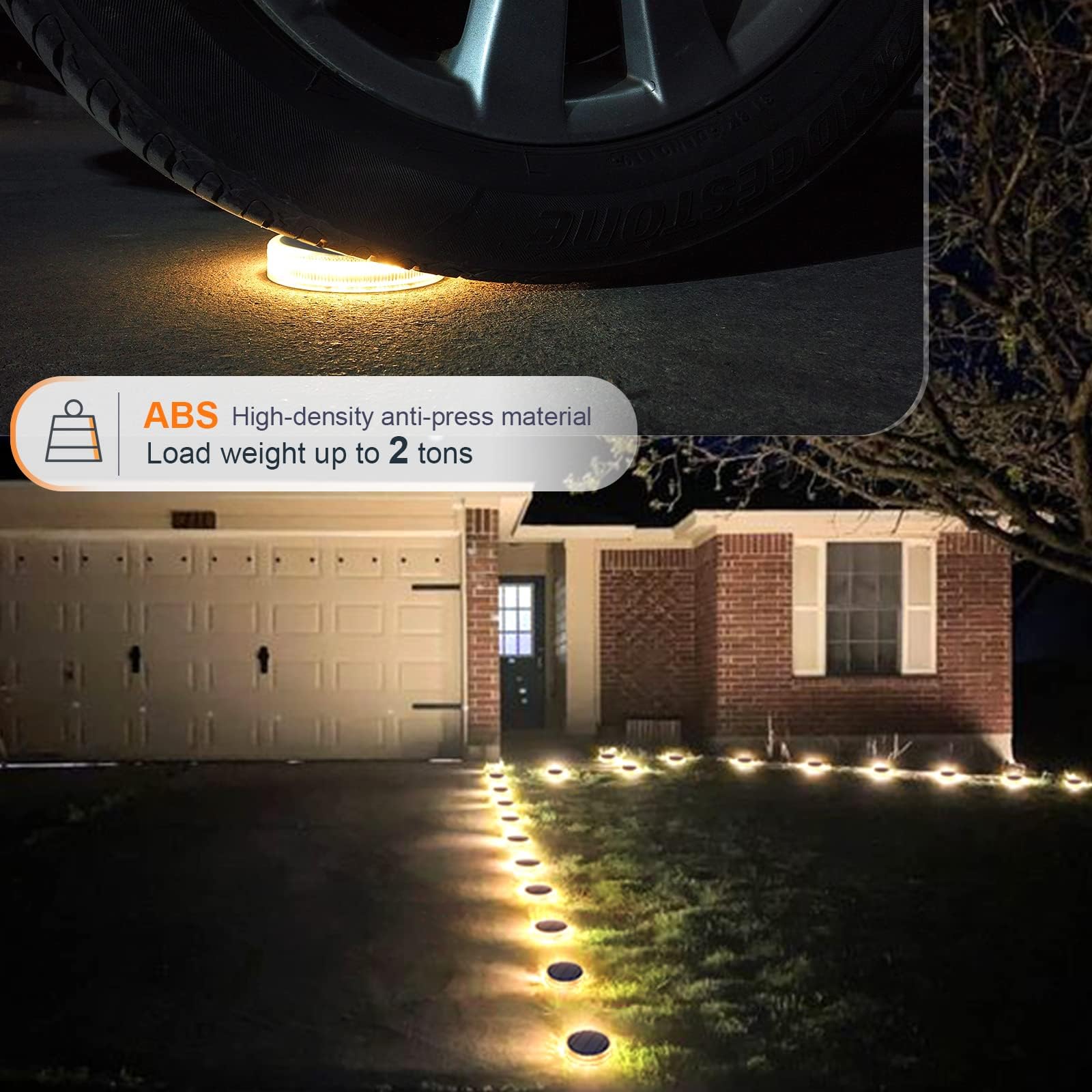 YiLaie LED Solar Deck Lights, Round Waterproof Stair Lights, Warm White, Model EL-SD-02, 4 Pack for Outdoor Garden Walkway