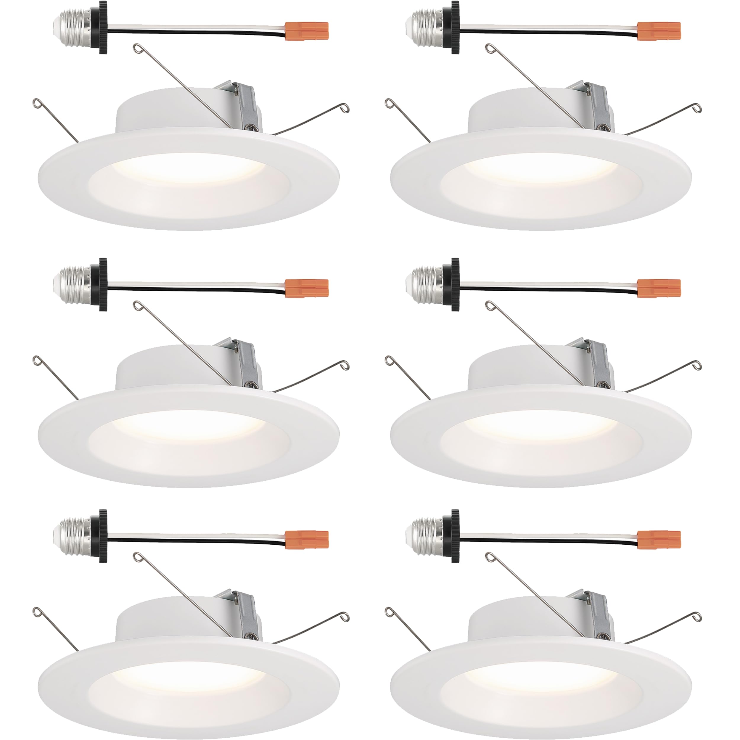 DESIGNERS FOUNTAIN LED Recessed Ceiling Lights, 6 Pack 5/6 Inch 5CCT Downlight Metal Lighting Fixture, Dimmable, 1000 Lumens, 27