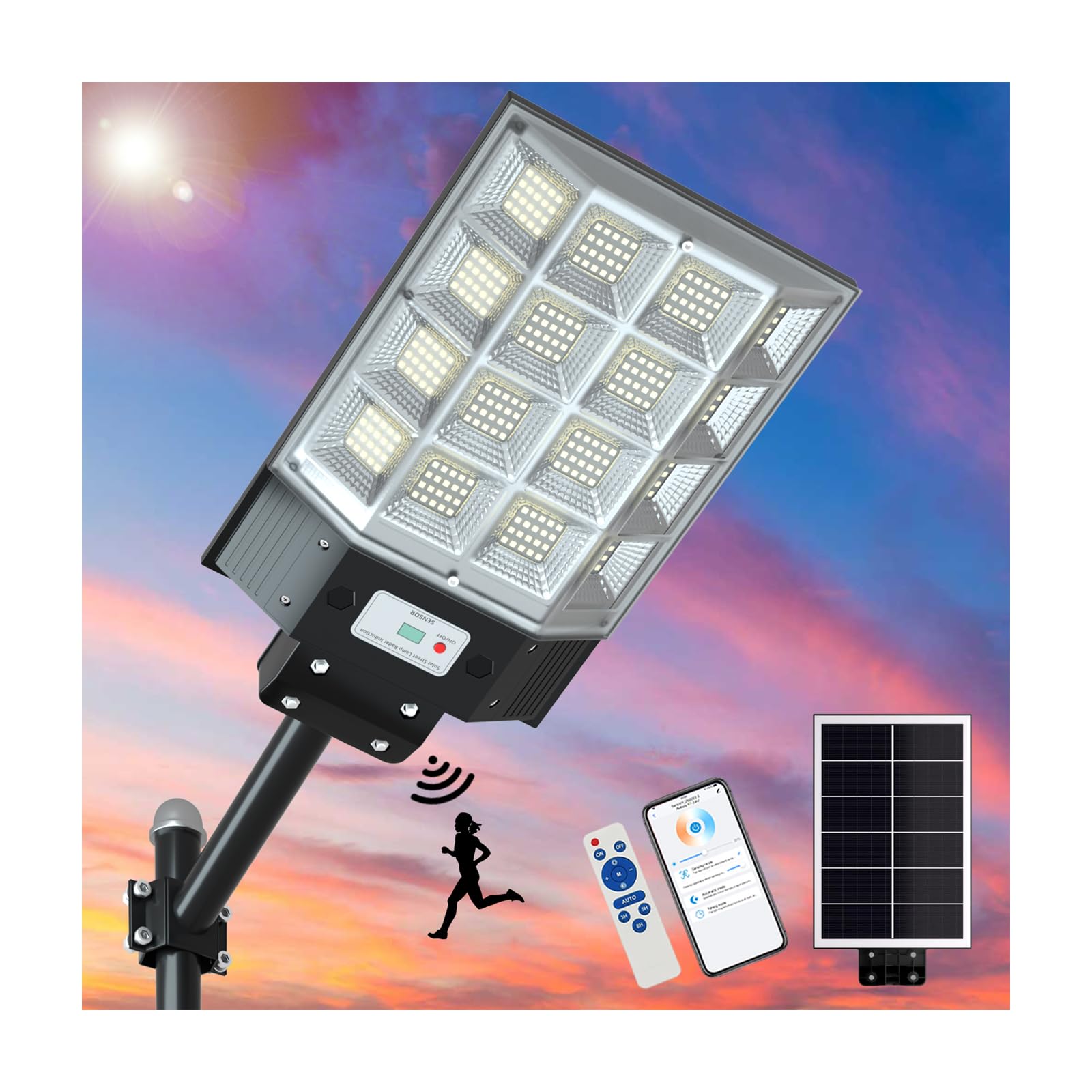Waitscher 3000W Solar Flood Light, Motion Sensor, 350000Lm, Waterproof, Dusk To Dawn