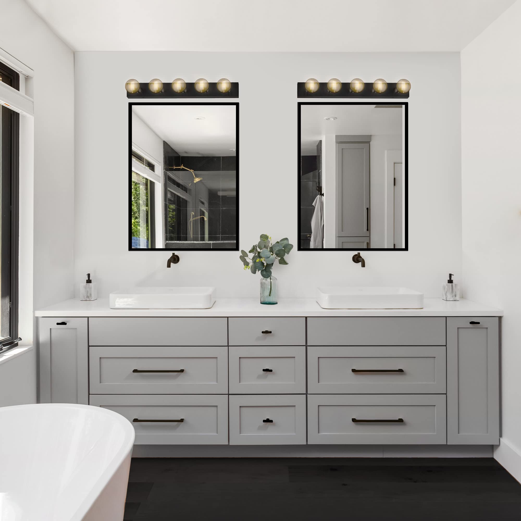 Design House 588582-BLK 5-Light Dimmable Vanity Strip Light, Matte Black, Iron for Bathroom and Bedroom