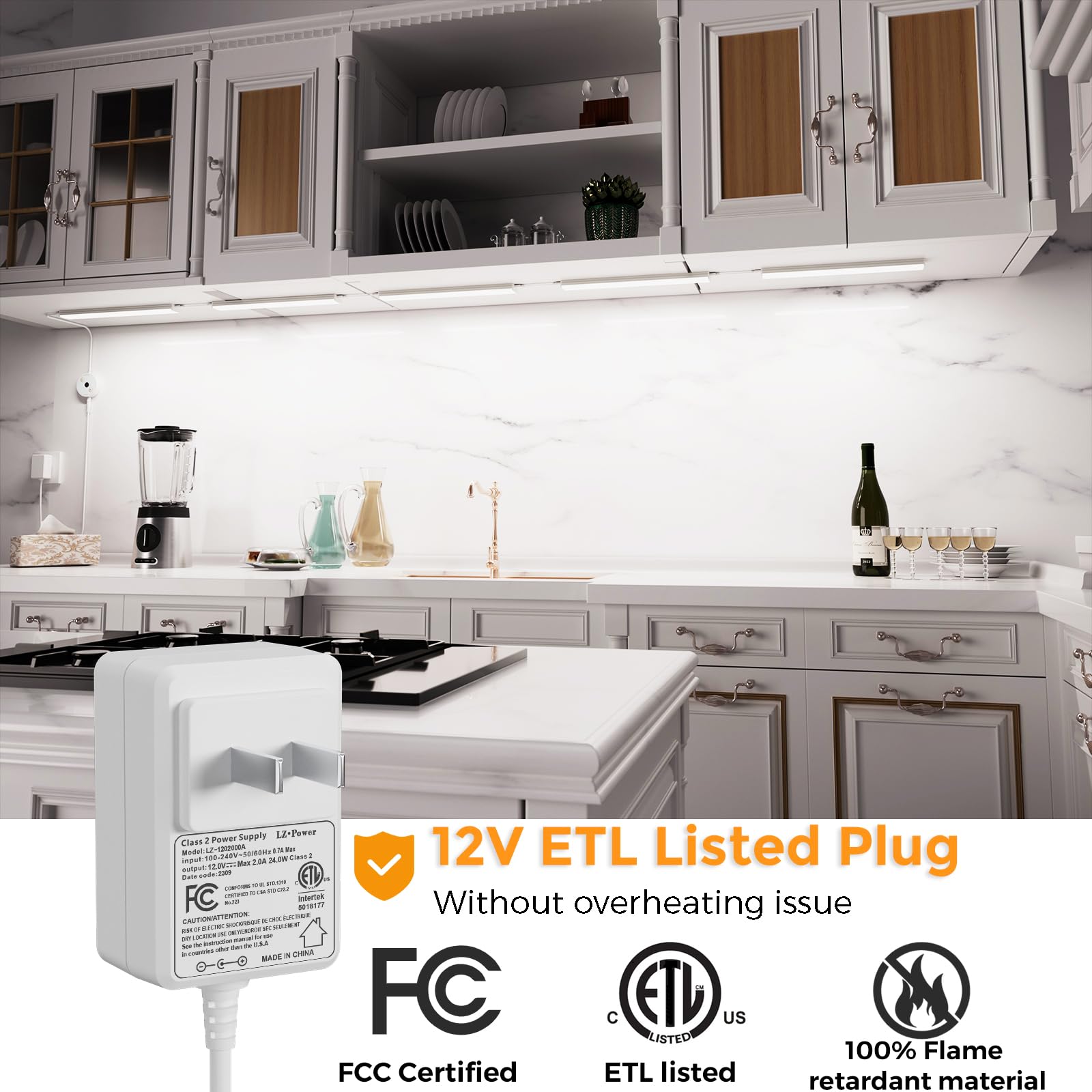 SIBI Under Cabinet Lighting, 5pcs 12" Dimmable LED Lights, Cold White 6000K, Linkable, Max 1650LM, Model CL-CG38