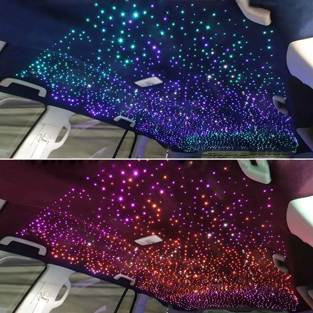 XAEIOW 32W Twinkle Starlight Headliner Light Kit, 1100pcs, 13.1ft, Dual Port Dual Color LED, Acrylic, Multicolor
