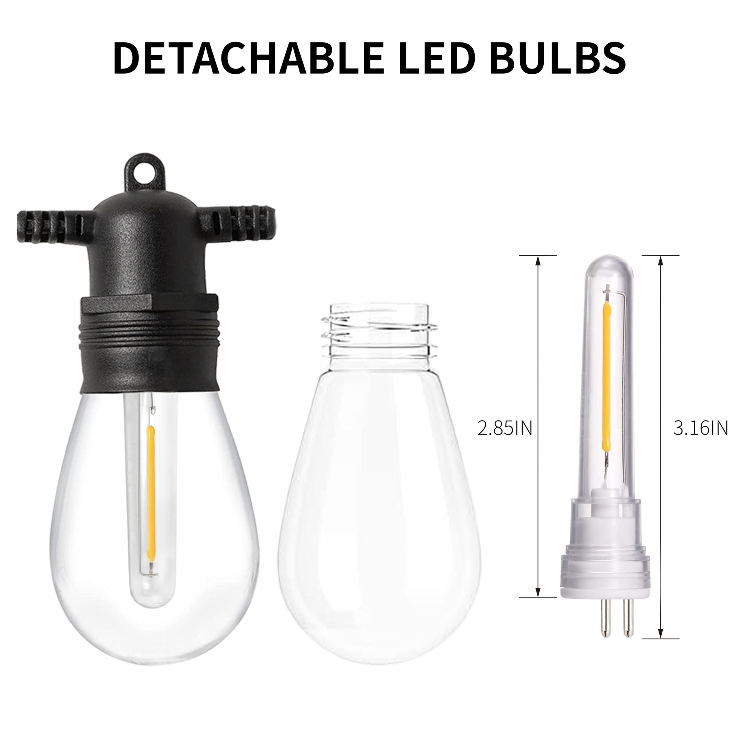 HISTAR S14 Dimmable LED Bulbs, 18 Pack, Shatterproof & Waterproof, Warm White 2700K