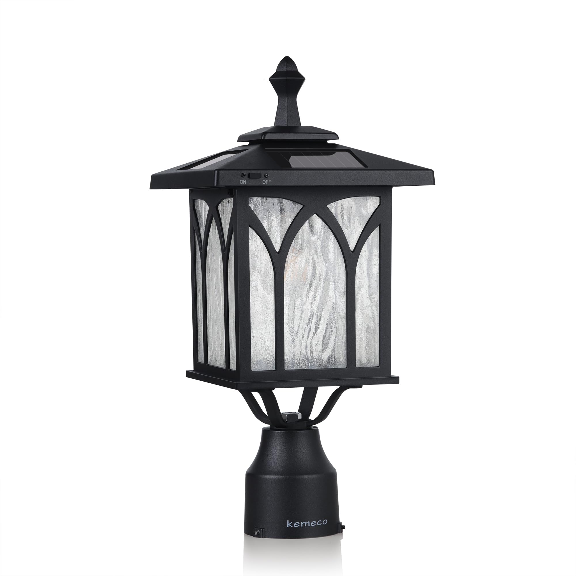 Kemeco Solar Post Light - Outdoor LED Lamp Fixture, Black Cast Aluminum for Garden, Driveway, Deck - Model 4328qwa
