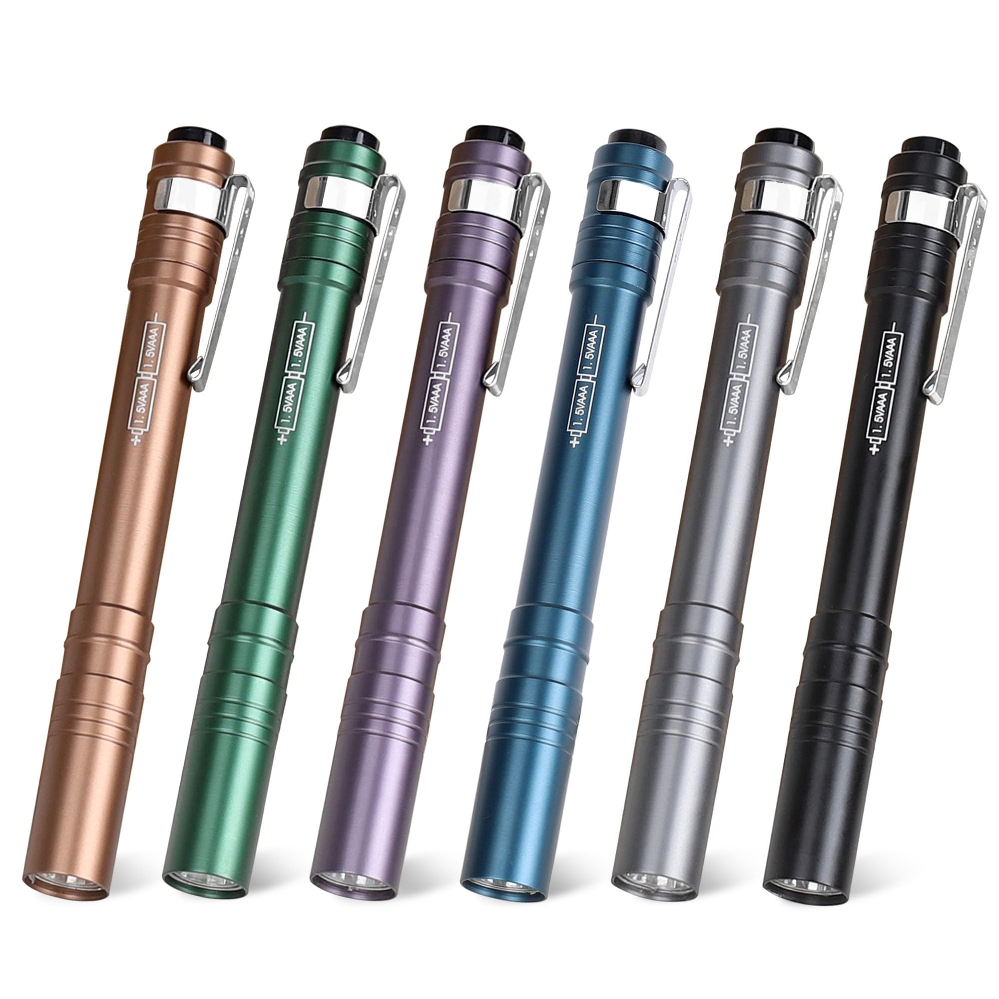 FASTPRO LED Pen Light, 6-Pack, Aluminum, Pocket Flashlight with Batteries Included, Model F00559