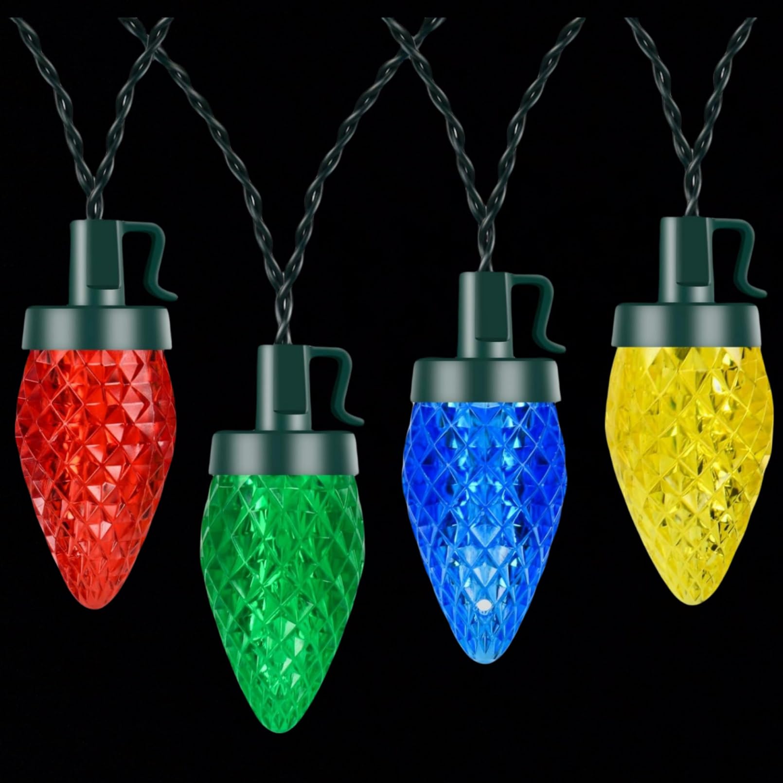 Battery Operated Christmas Lights, 16.5FT 4 Color 50 Bulbs LED Outdoor String Light, 8 Light Modes Xmas Tree Decor Indoor Lights