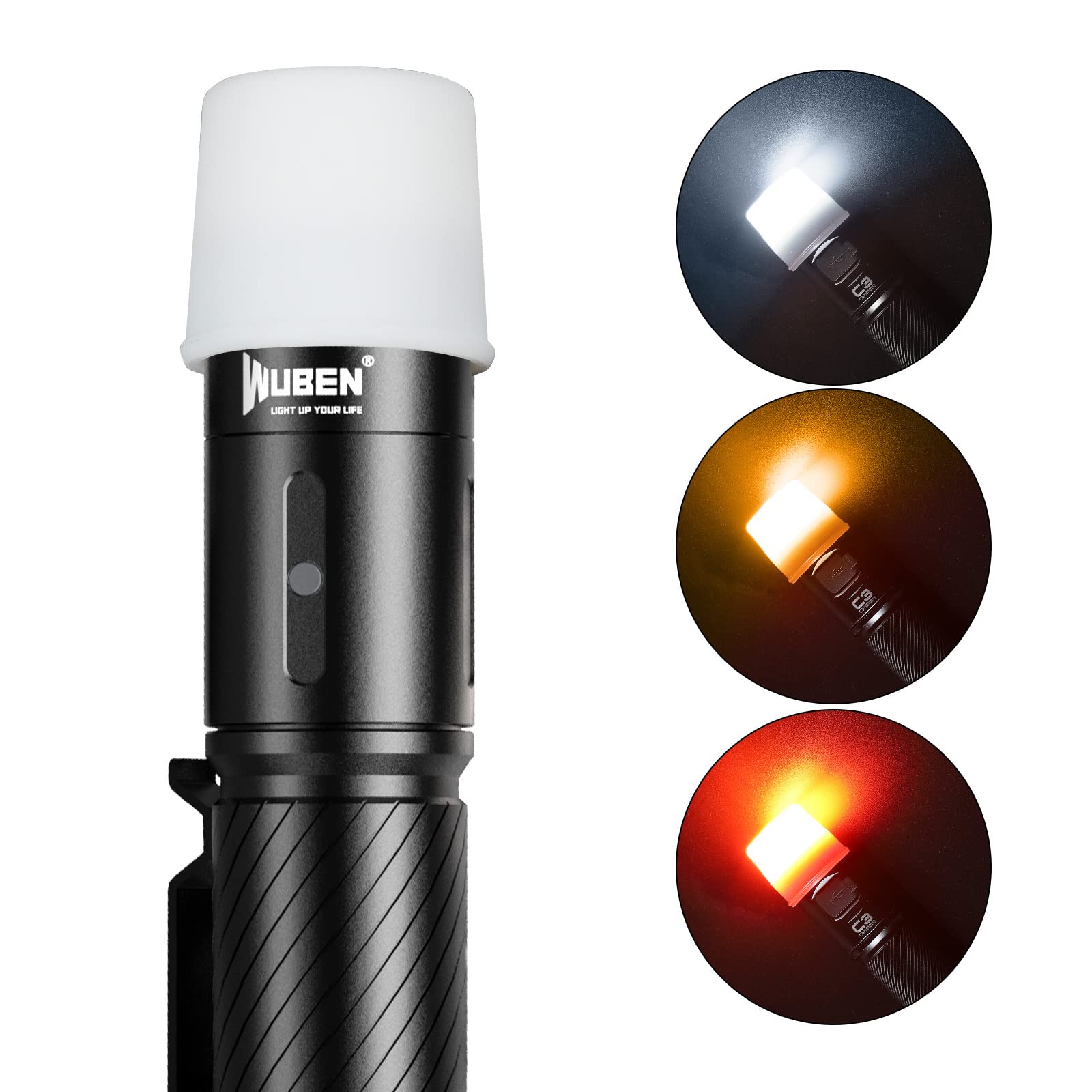 WUBEN Flashlight Diffuser AC1 - Durable Silicone Compatible with 24.5-26mm Lamp Caps for C3 L50 L50S TO40R TO46R, 3 Colors