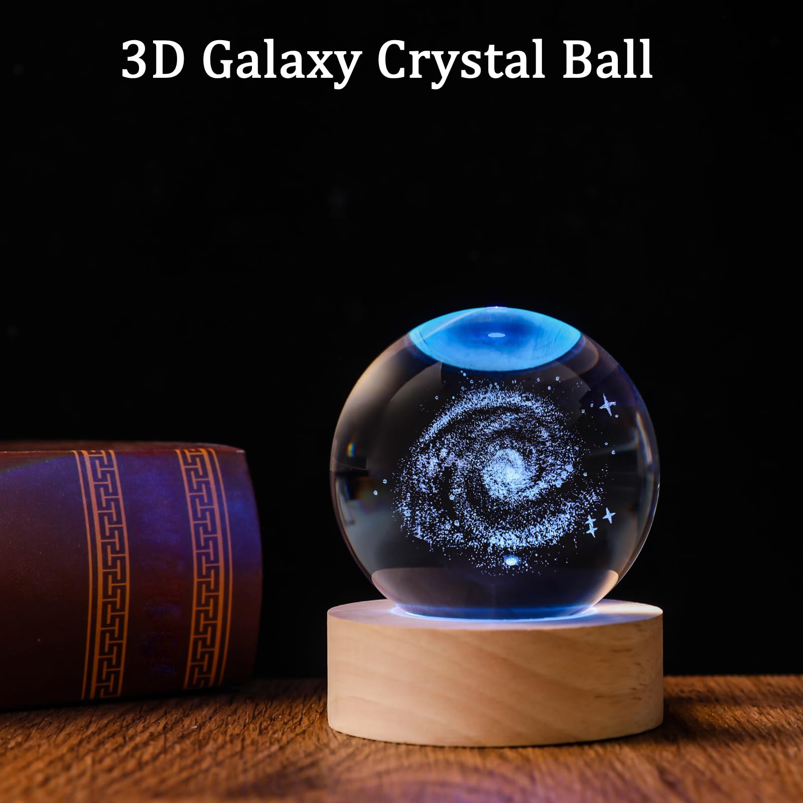 Qianruna 3D Galaxy 60Mm Crystal Ball Astronomy Universe Gifts 3D Galaxy Crystal Globe Science Space Themed Physics Gifts Night L