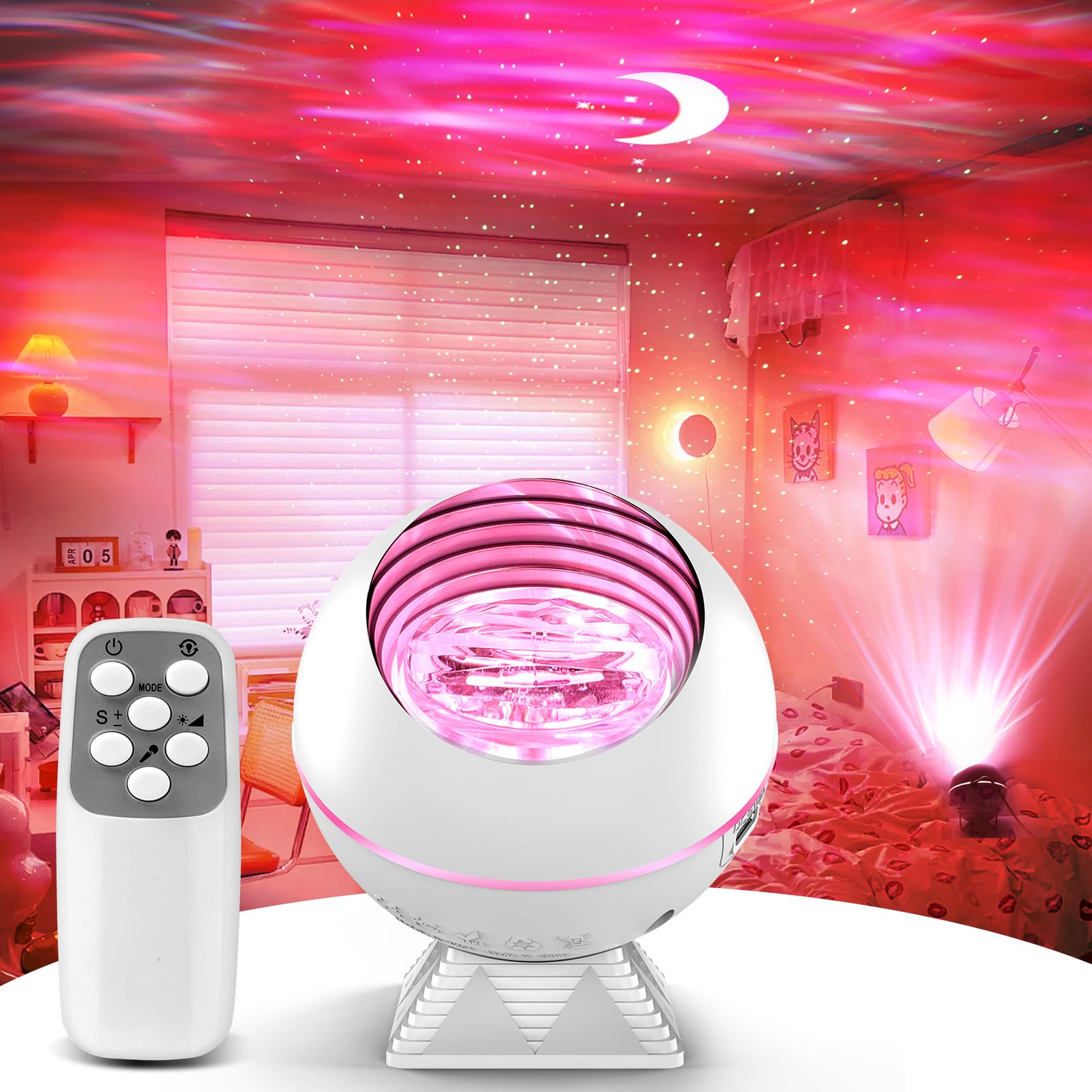 Hd Image Northern Lights Projector Night Light For Bedroom, 54 Lighting Modes Aurora Star Projector With Timer And Remote Control, Voice Control Galaxy Projector Christmas Gifts For Teen Girls Kids