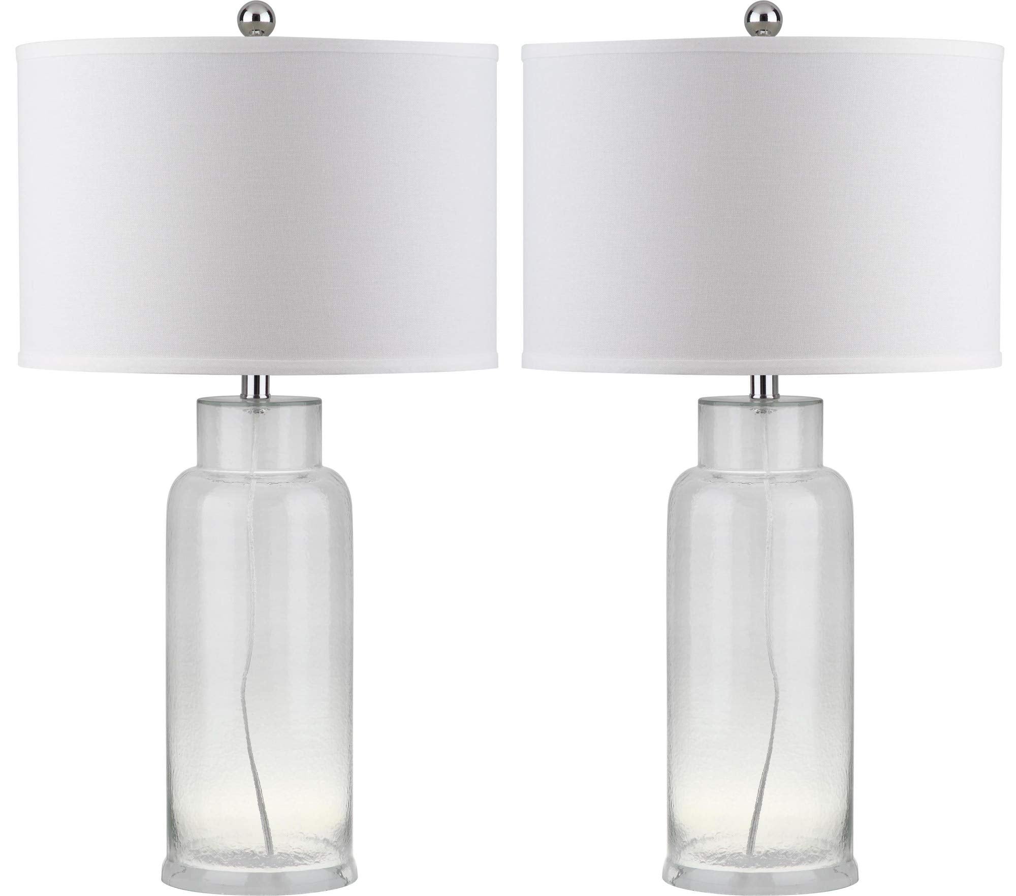 SAFAVIEH Lighting Collection Glass Bottle Clear 30-inch Bedroom Living Room Home Office Desk Nightstand Table Lamp Set of 2 (LED