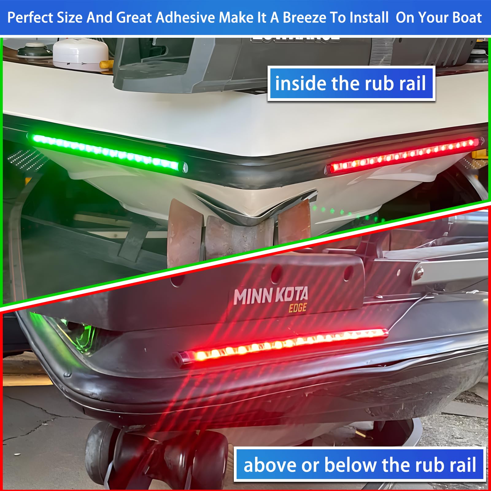 Seaperk LED Navigation Lights for Boats, Red & Green Bow Lights, ABS with Silicone Seal, Sea-Navigation Lights-RG